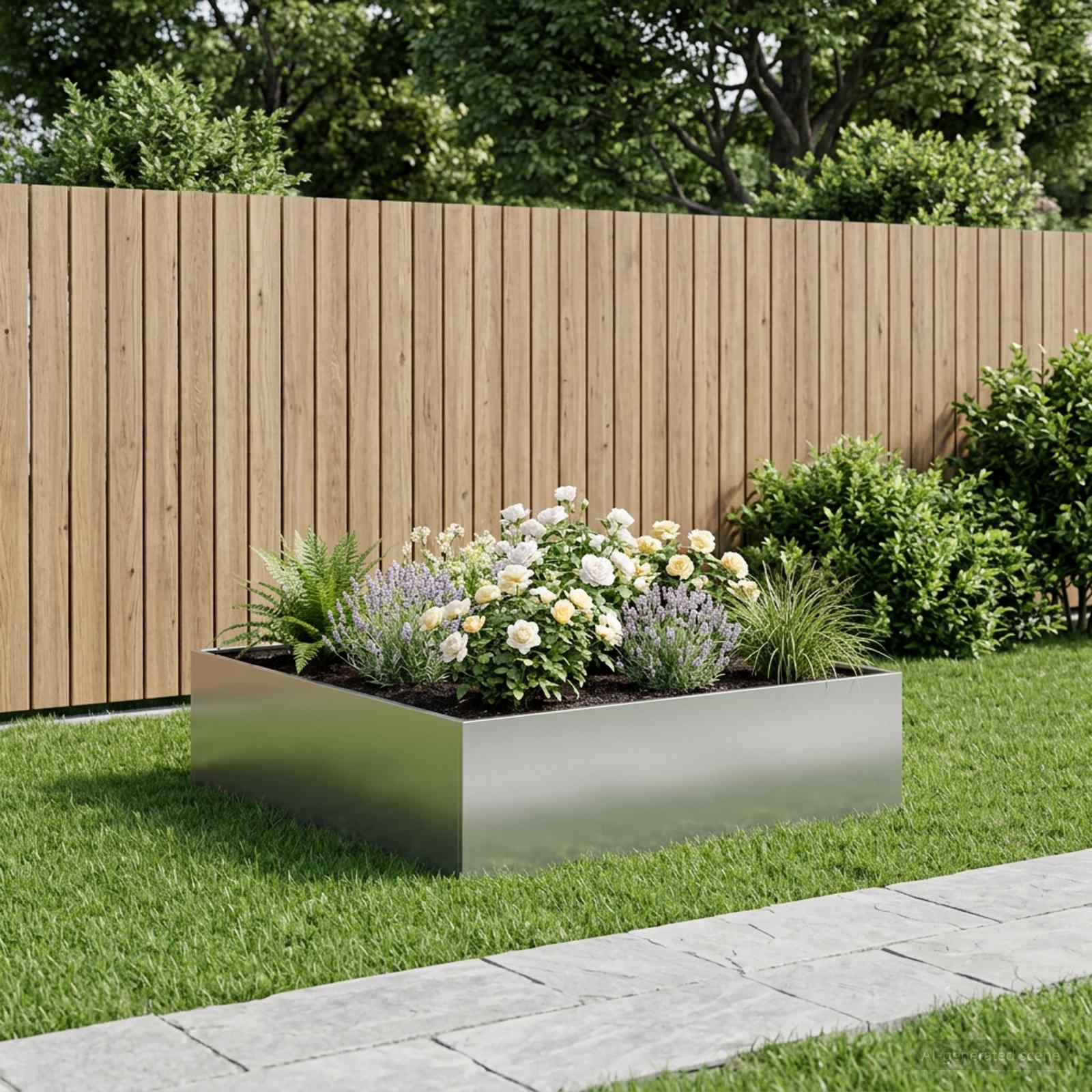 Vaso da giardino Argento 80 x 80 x 30 cm Acciaio zincato
