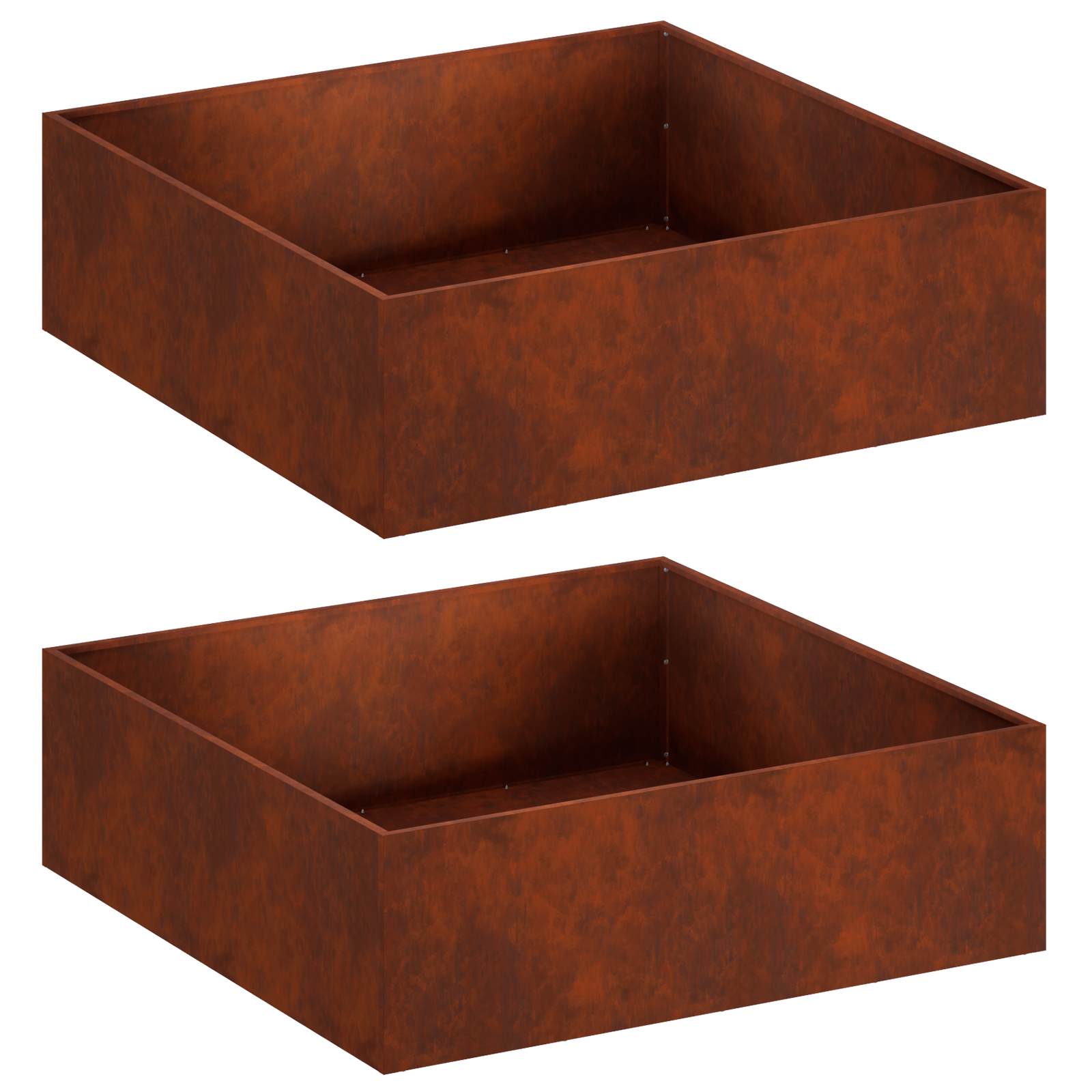 Vaso da giardino 2 pz Ruggine 80 x 80 x 30 cm Acciaio Corten