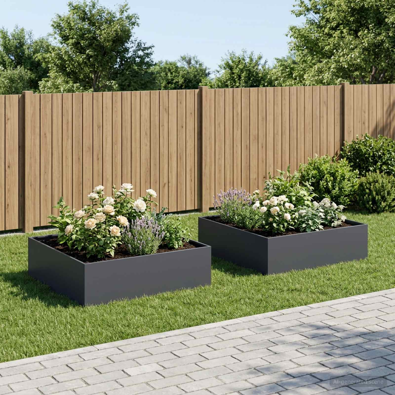 Vaso da giardino 2 pz Antracite 100 x 100 x 30 cm