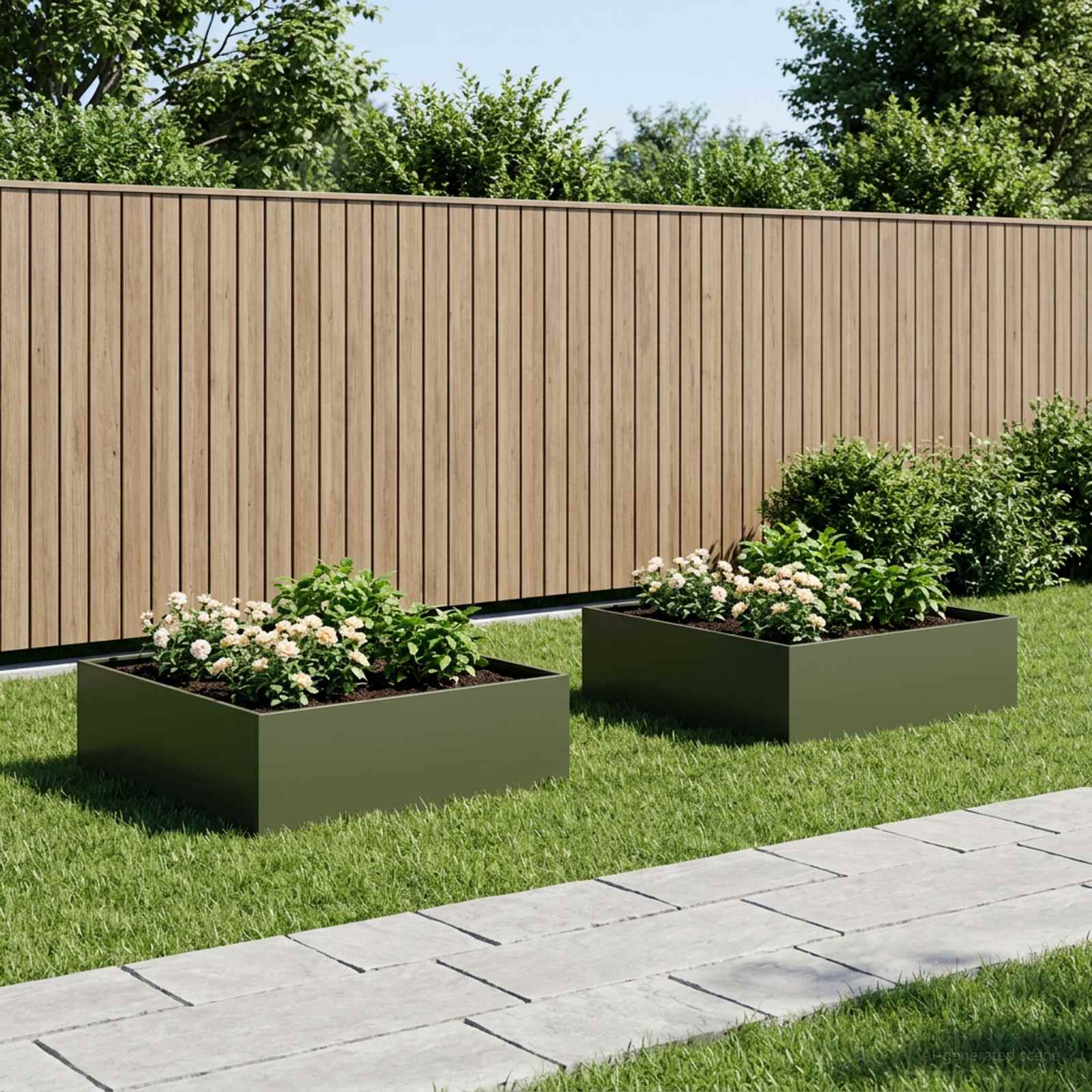 Vaso da giardino 2 pz Verde Oliva 100 x 100 x 30 cm