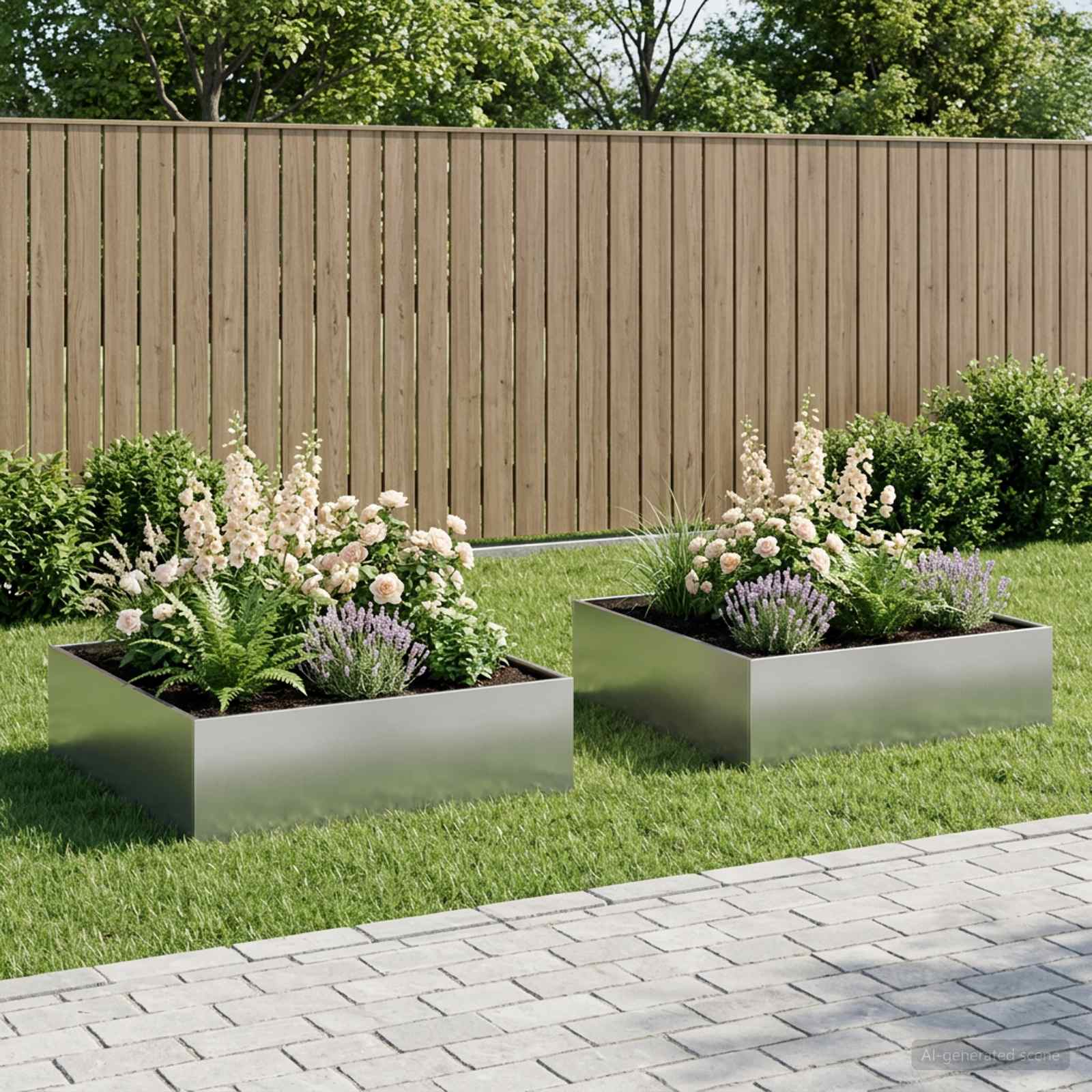Vaso da giardino 2 pz Argento 100 x 100 x 30 cm Acciaio zincato