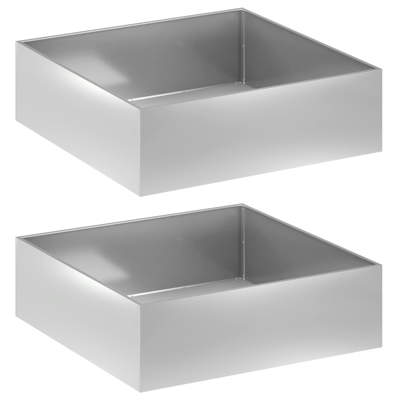 Vaso da giardino 2 pz Argento 100 x 100 x 30 cm Acciaio zincato