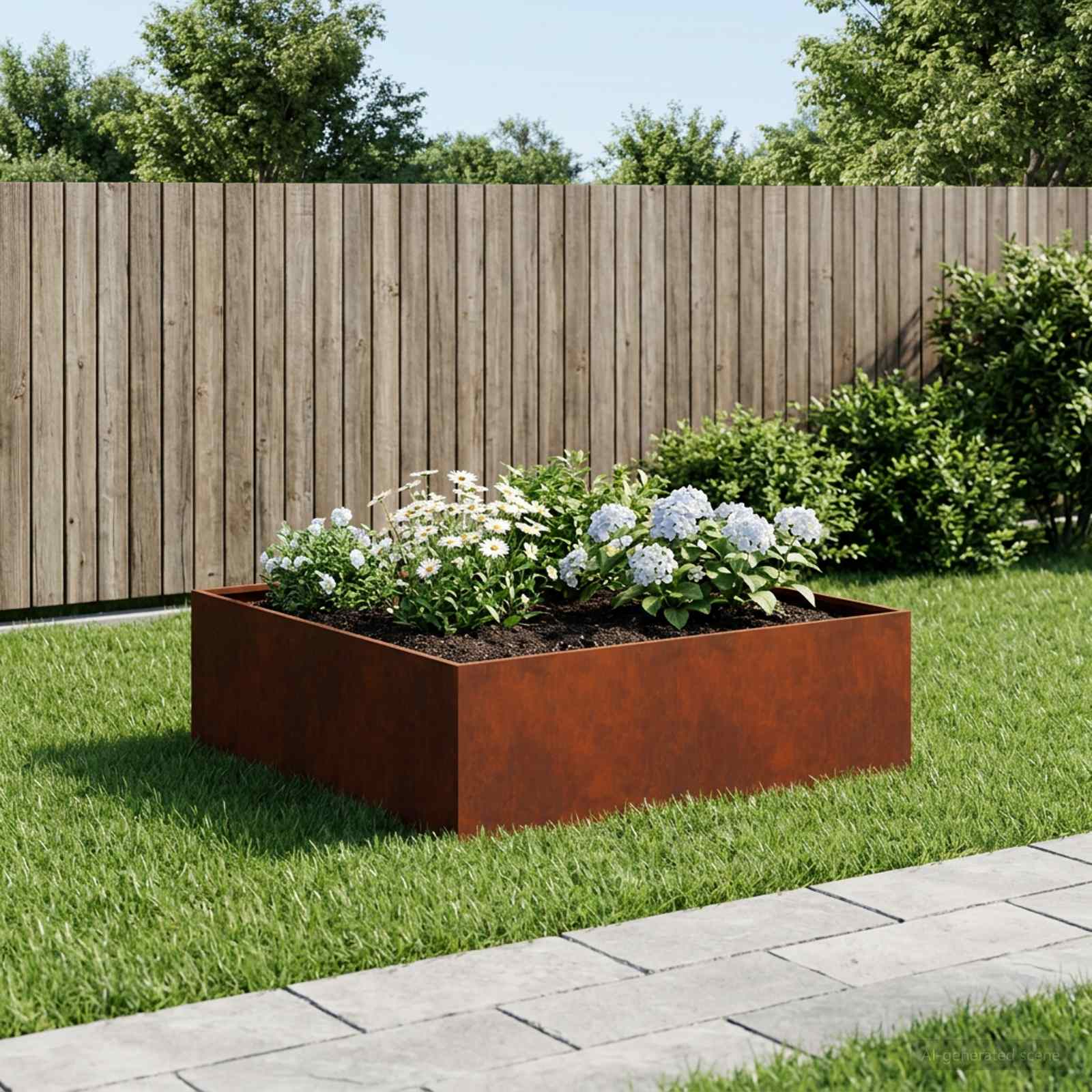 Vaso da giardino Ruggine 100 x 100 x 30 cm Acciaio Corten
