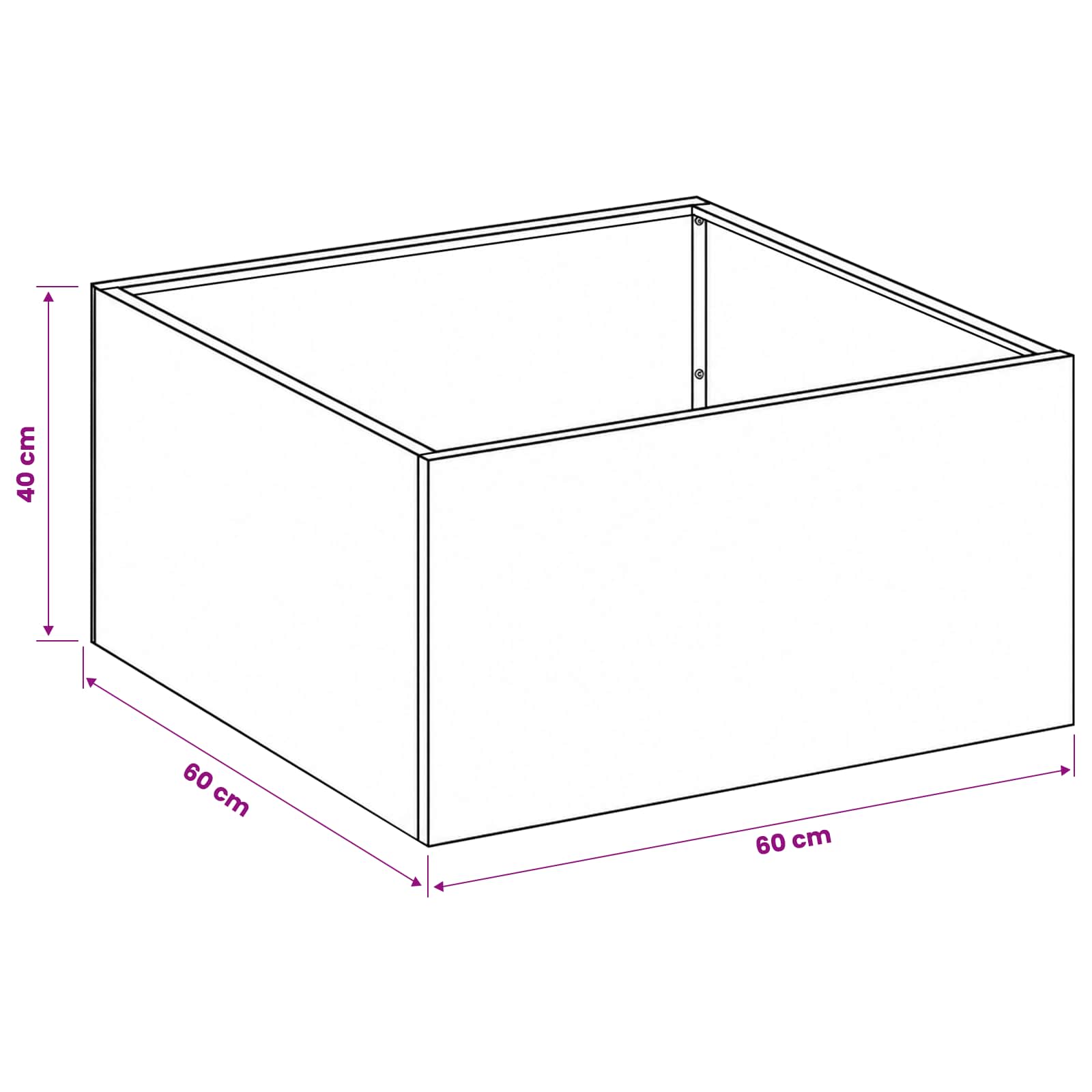 Vaso da giardino 2 pz Argento 60 x 60 x 40 cm Acciaio Inox