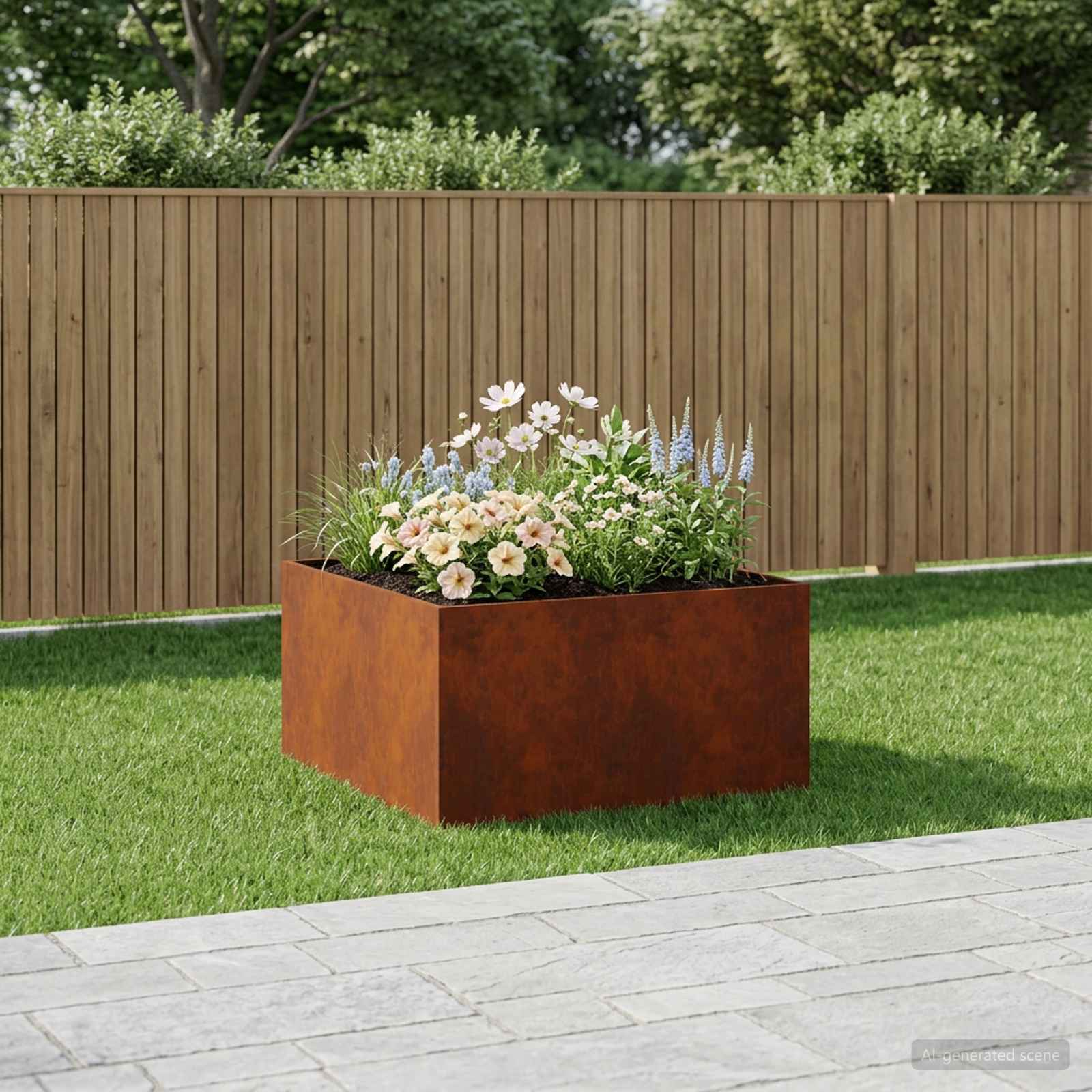 Vaso da giardino Ruggine 60 x 60 x 40 cm Acciaio Corten