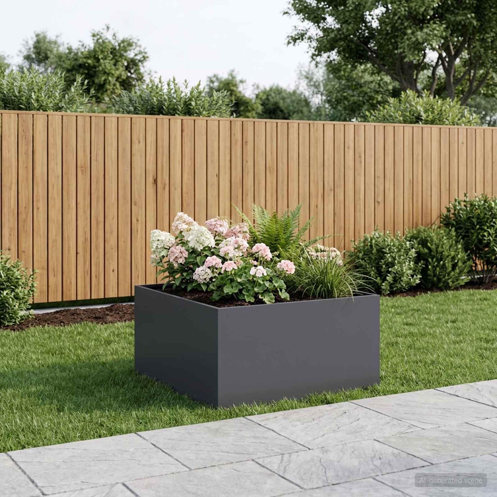 Vaso da giardino Antracite 80 x 80 x 40 cm
