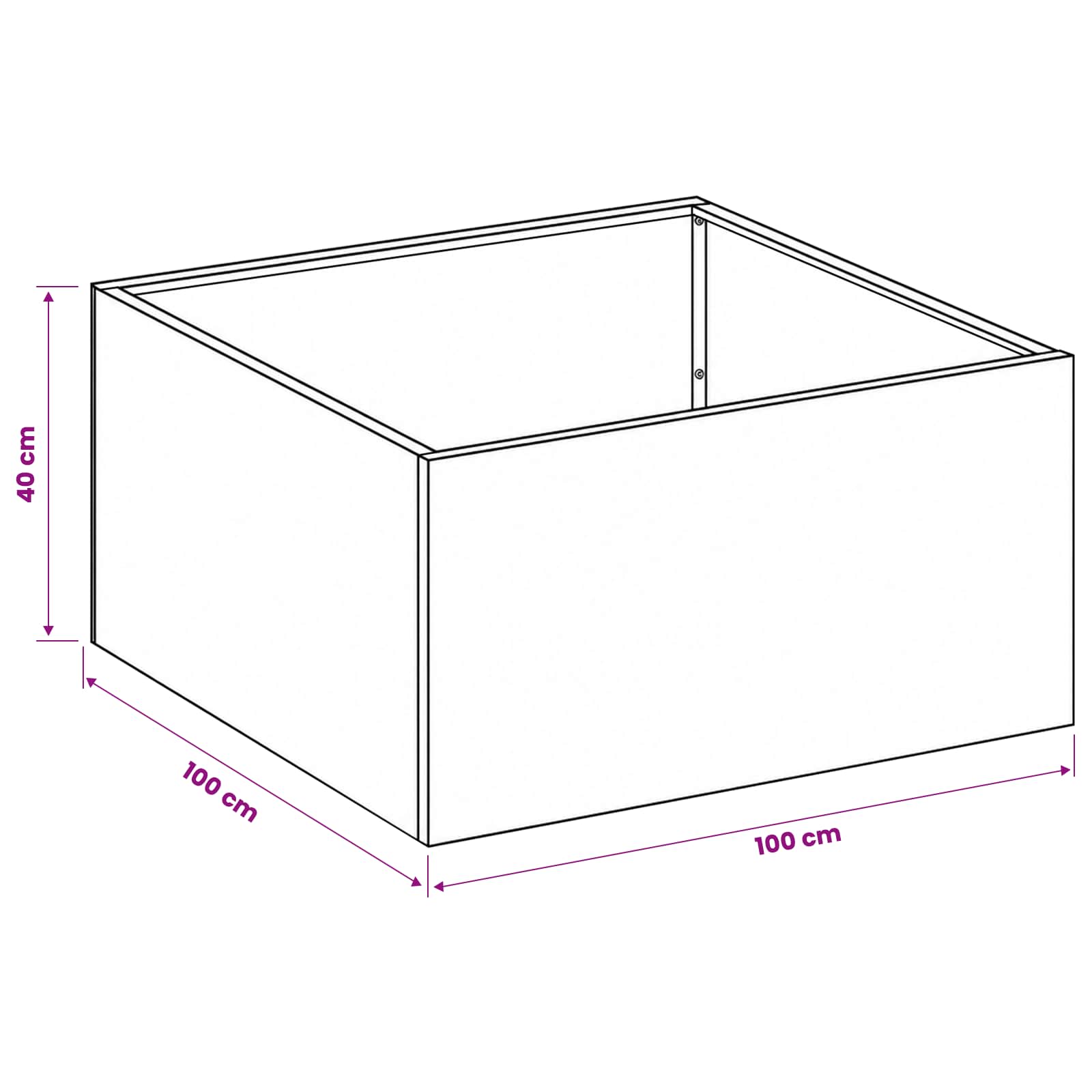 Vaso da giardino 2 pz Nero 100 x 100 x 40 cm
