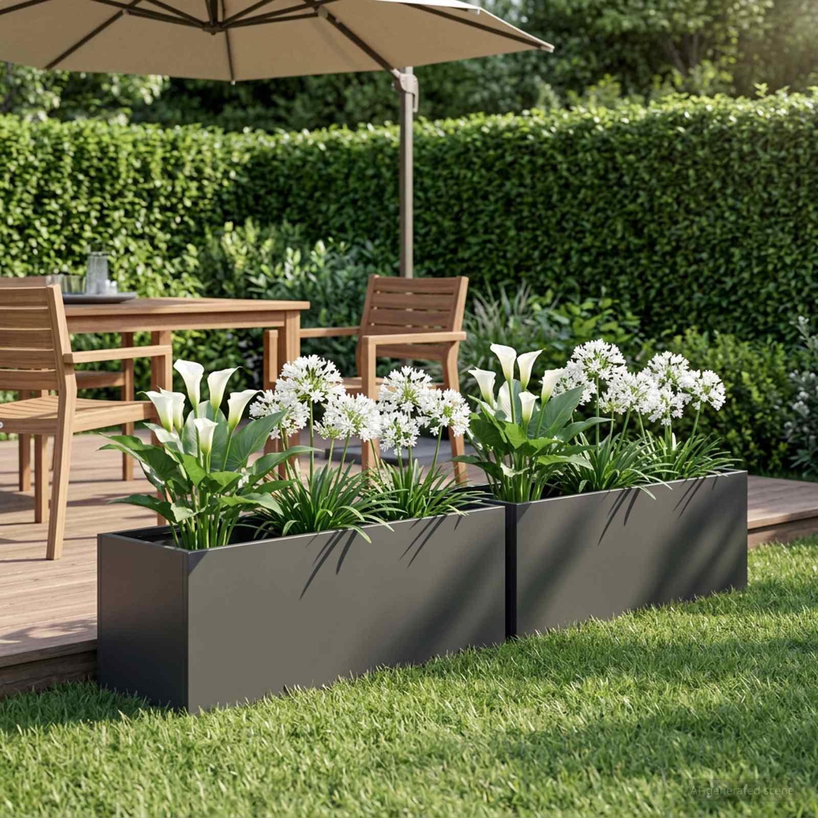Vaso da giardino 2 pz Nero 40 x 20 x 20 cm