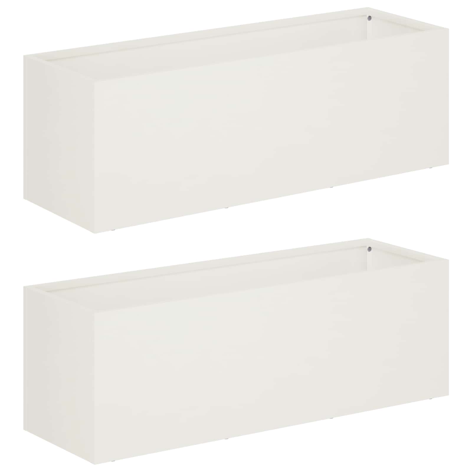 Vaso da giardino 2 pz Bianco 40 x 20 x 20 cm