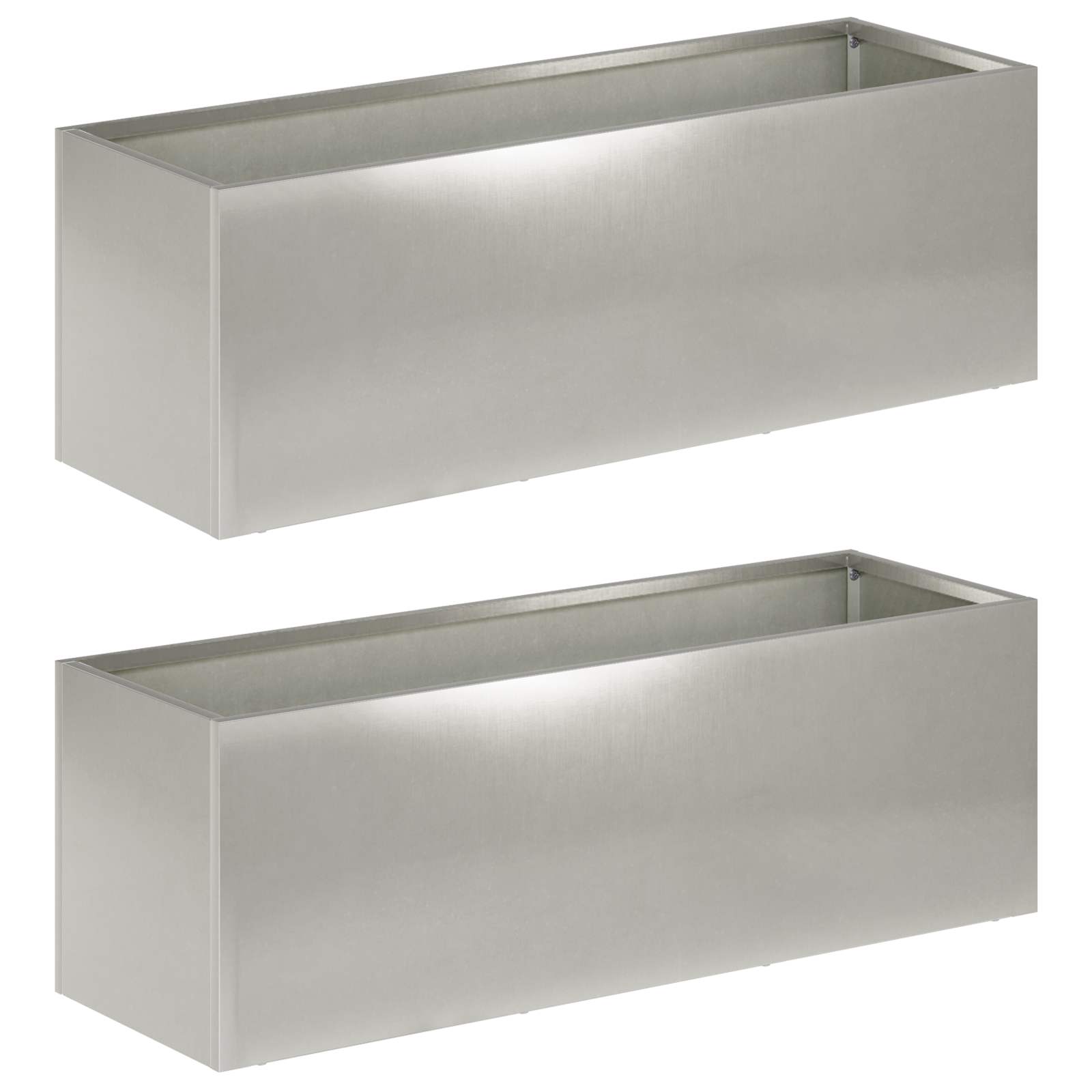 Vaso da giardino 2 pz Argento 40 x 20 x 20 cm Acciaio Inox