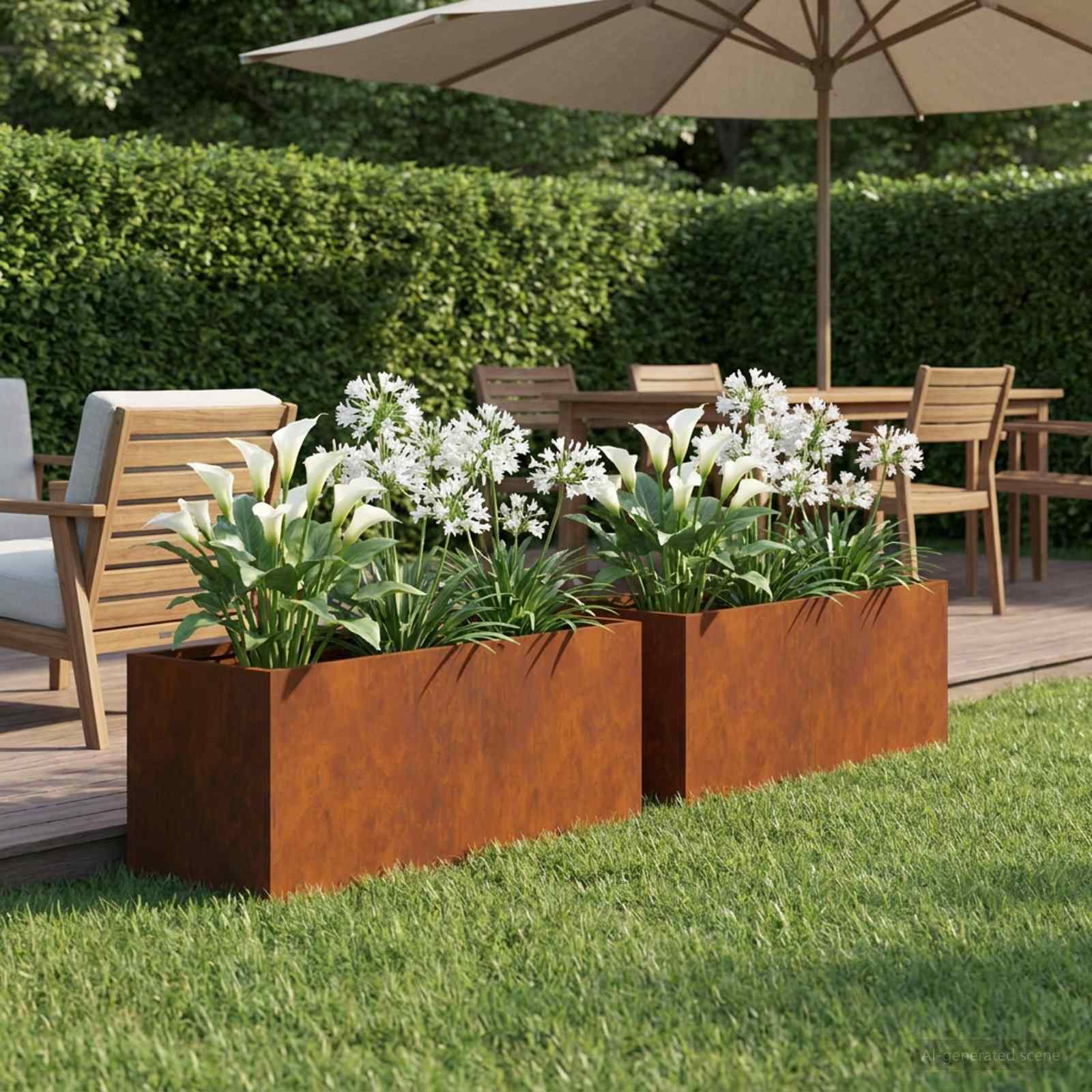 Vaso da giardino 2 pz Ruggine 40 x 20 x 20 cm Acciaio Corten