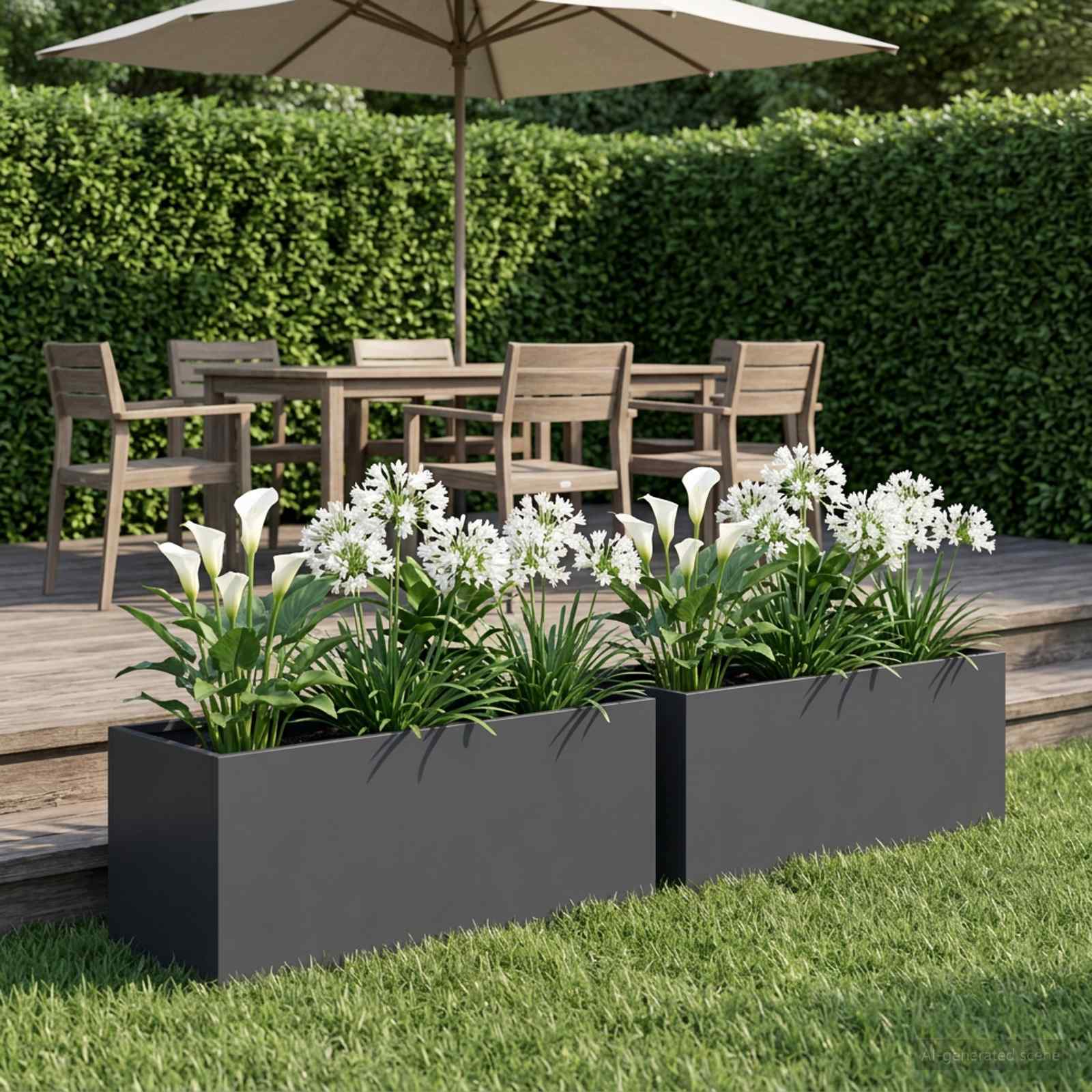Vaso da giardino 2 pz Antracite 60 x 20 x 20 cm