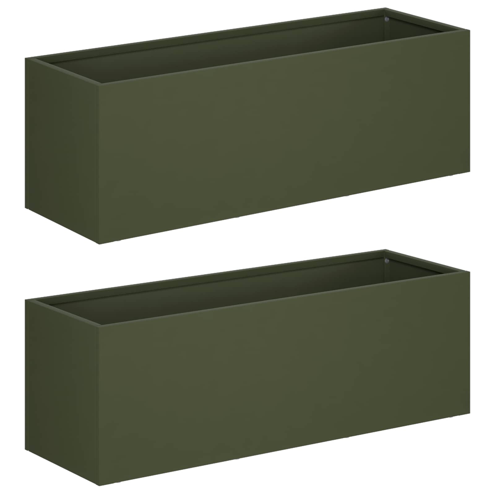 Vaso da giardino 2 pz Verde Oliva 60 x 20 x 20 cm