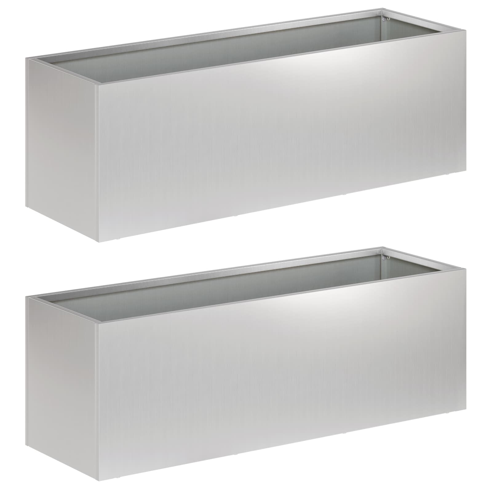 Vaso da giardino 2 pz Argento 60 x 20 x 20 cm Acciaio zincato