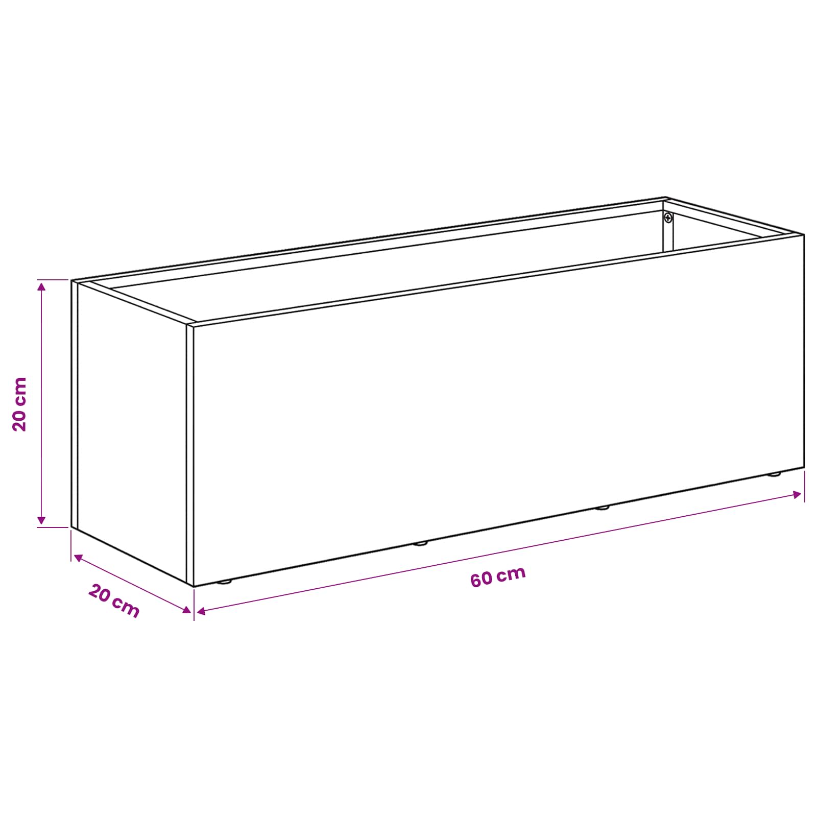 Vaso da giardino 2 pz Argento 60 x 20 x 20 cm Acciaio zincato