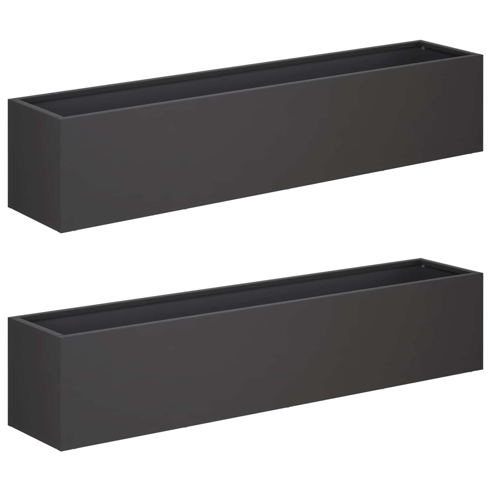 Vaso da giardino 2 pz Nero 80 x 20 x 20 cm