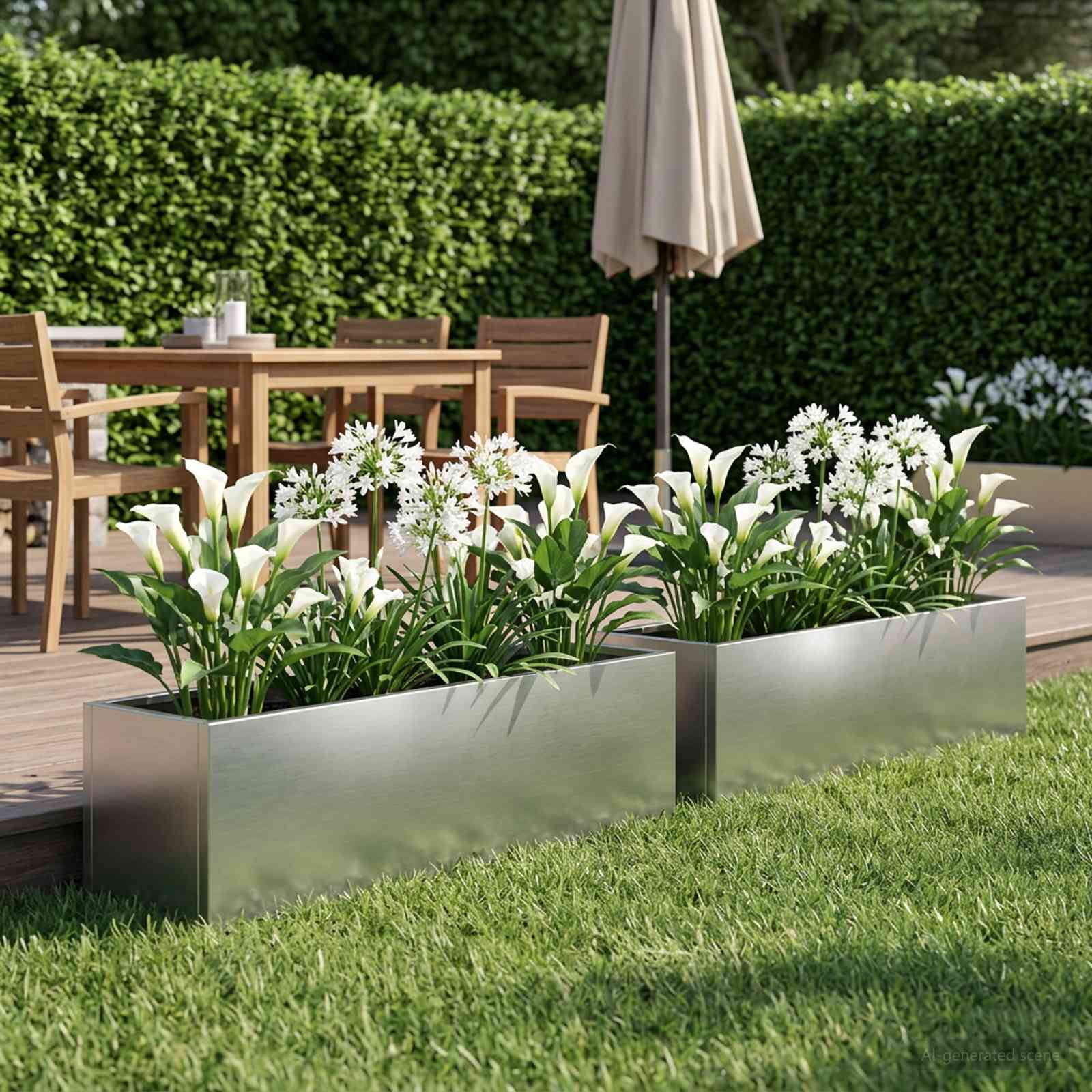Vaso da giardino 2 pz Argento 80 x 20 x 20 cm Acciaio Inox