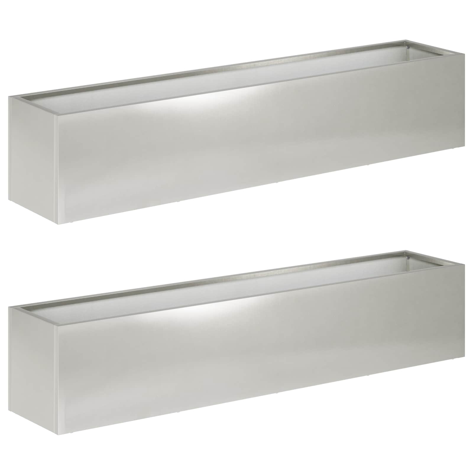 Vaso da giardino 2 pz Argento 80 x 20 x 20 cm Acciaio Inox
