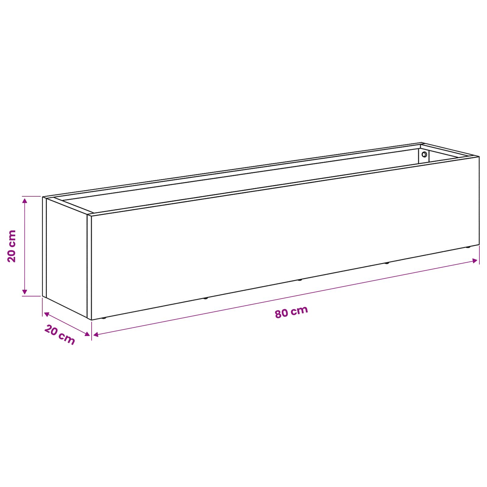 Vaso da giardino 2 pz Argento 80 x 20 x 20 cm Acciaio Inox