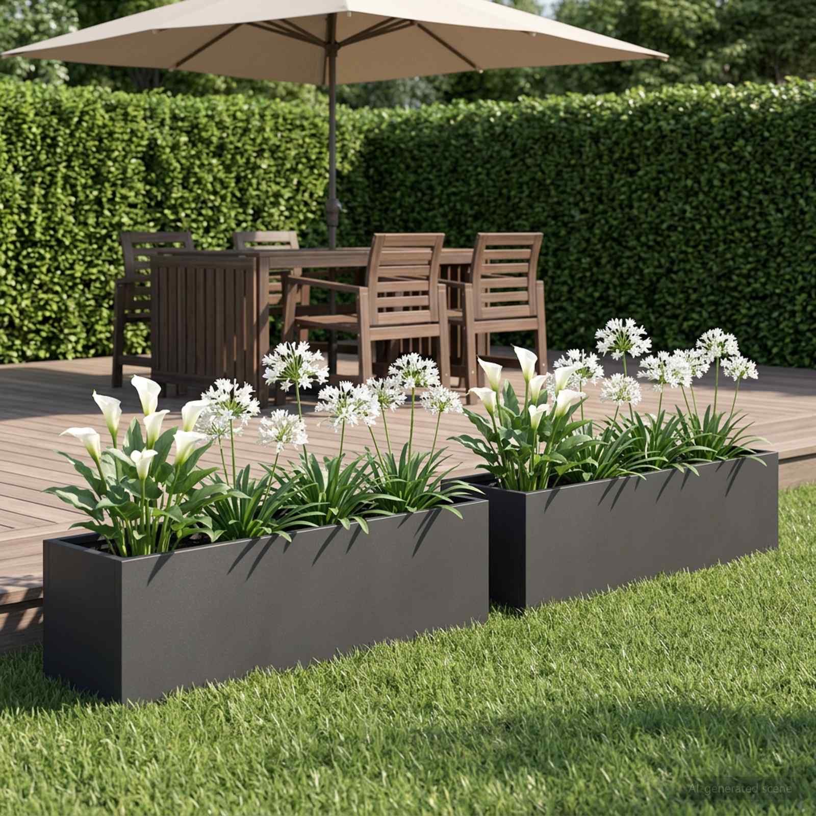 Vaso da giardino 2 pz Nero 100 x 20 x 20 cm