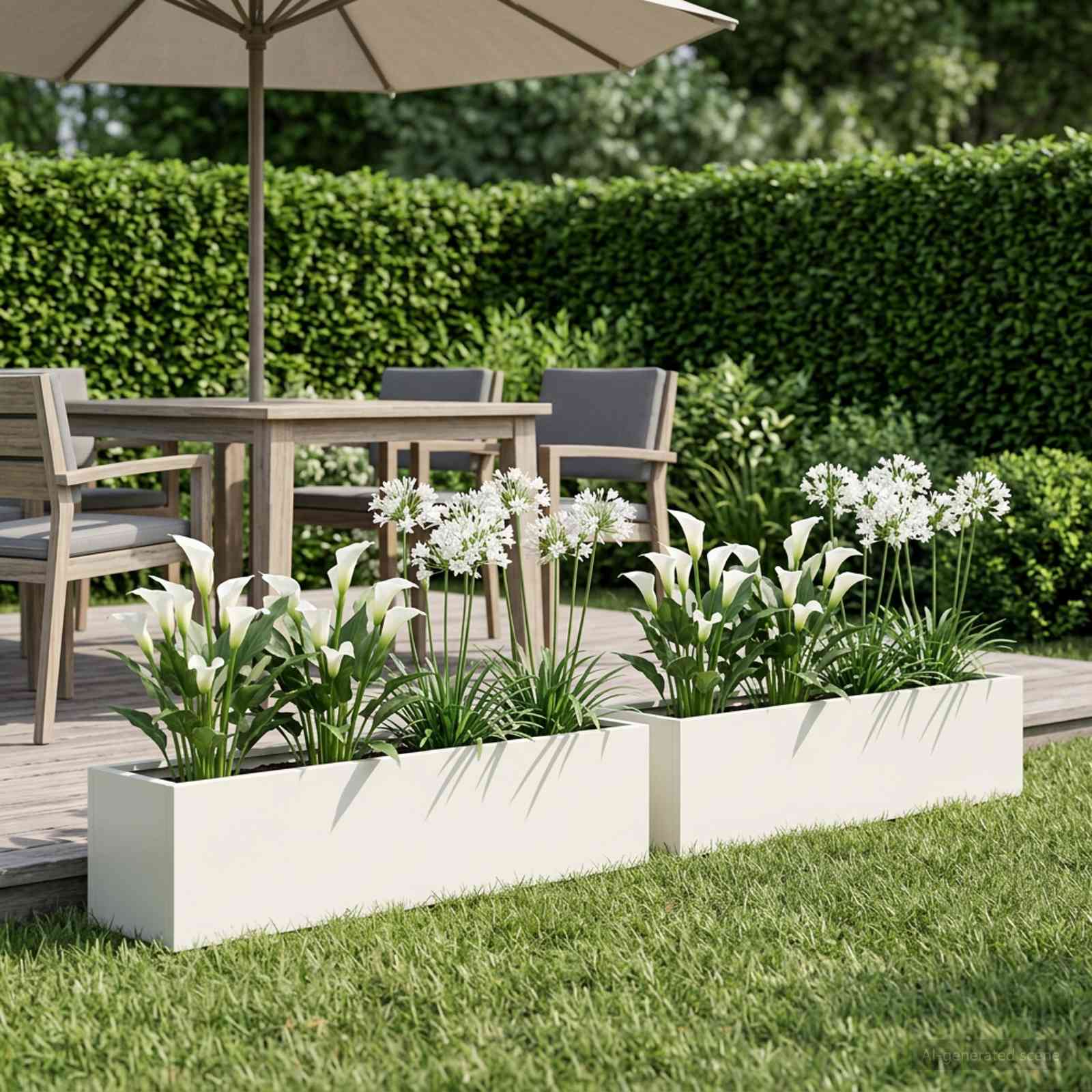 Vaso da giardino 2 pz Bianco 100 x 20 x 20 cm