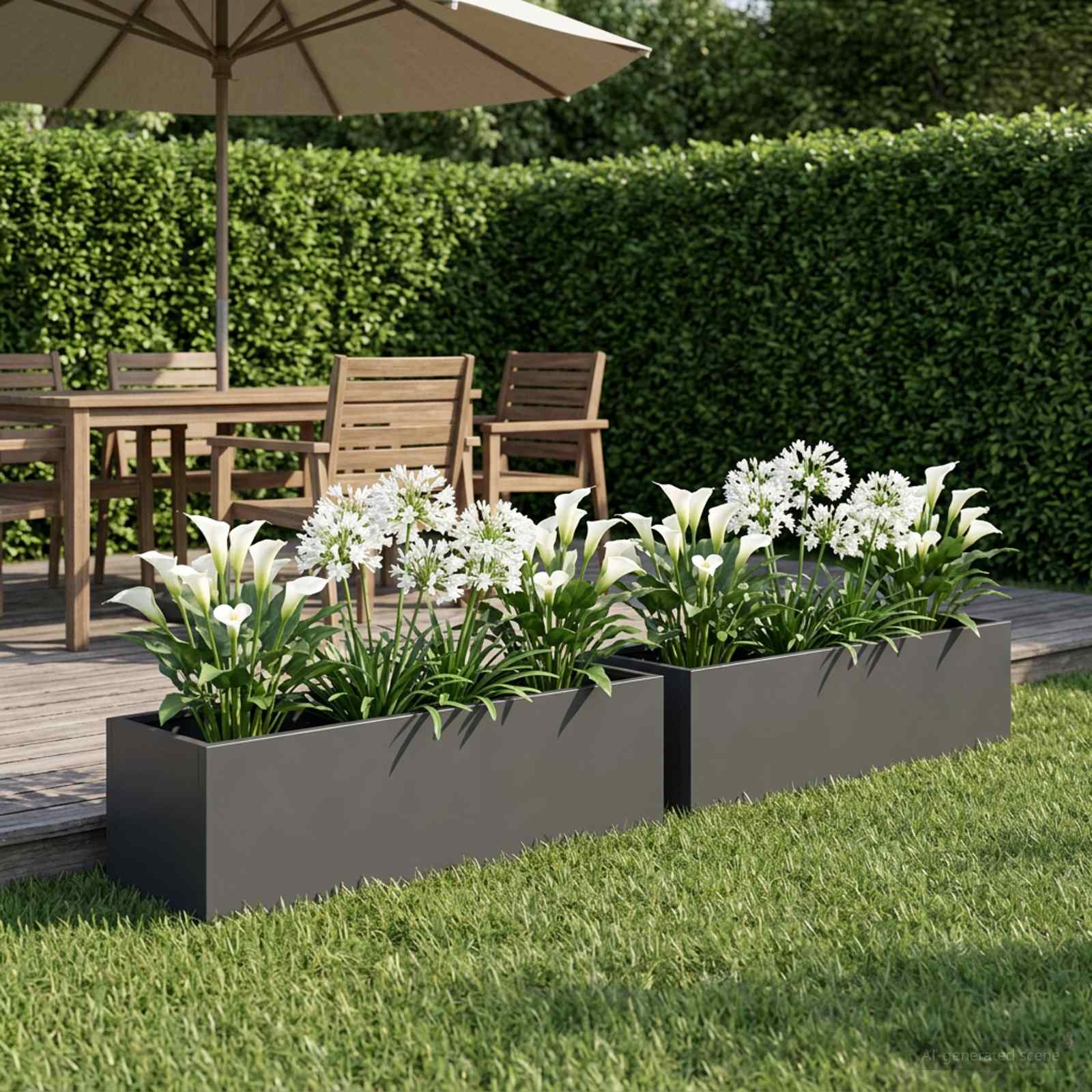 Vaso da giardino 2 pz Antracite 100 x 20 x 20 cm