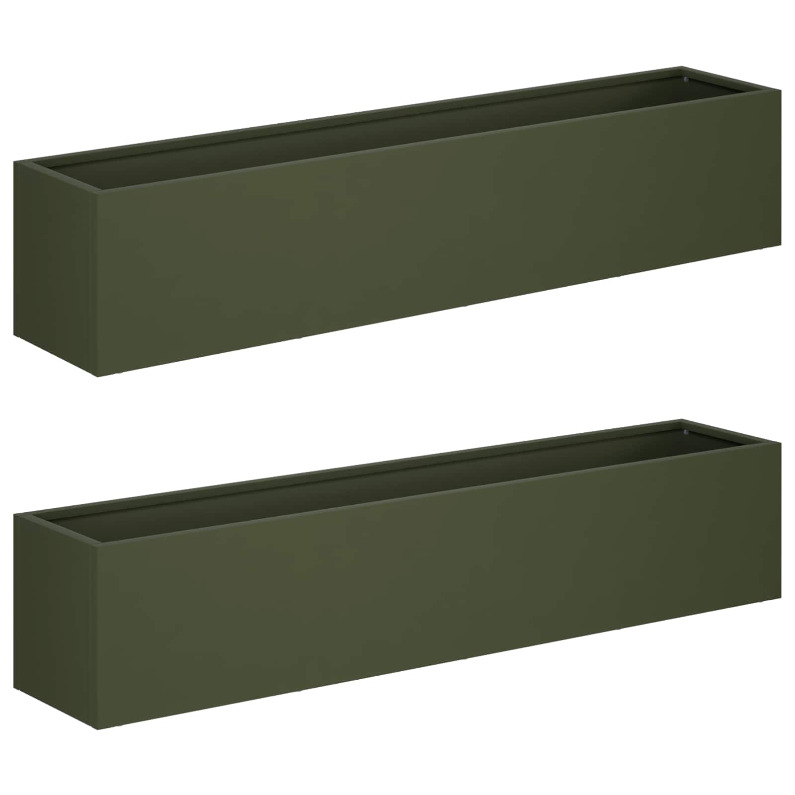 Vaso da giardino 2 pz Verde Oliva 100 x 20 x 20 cm