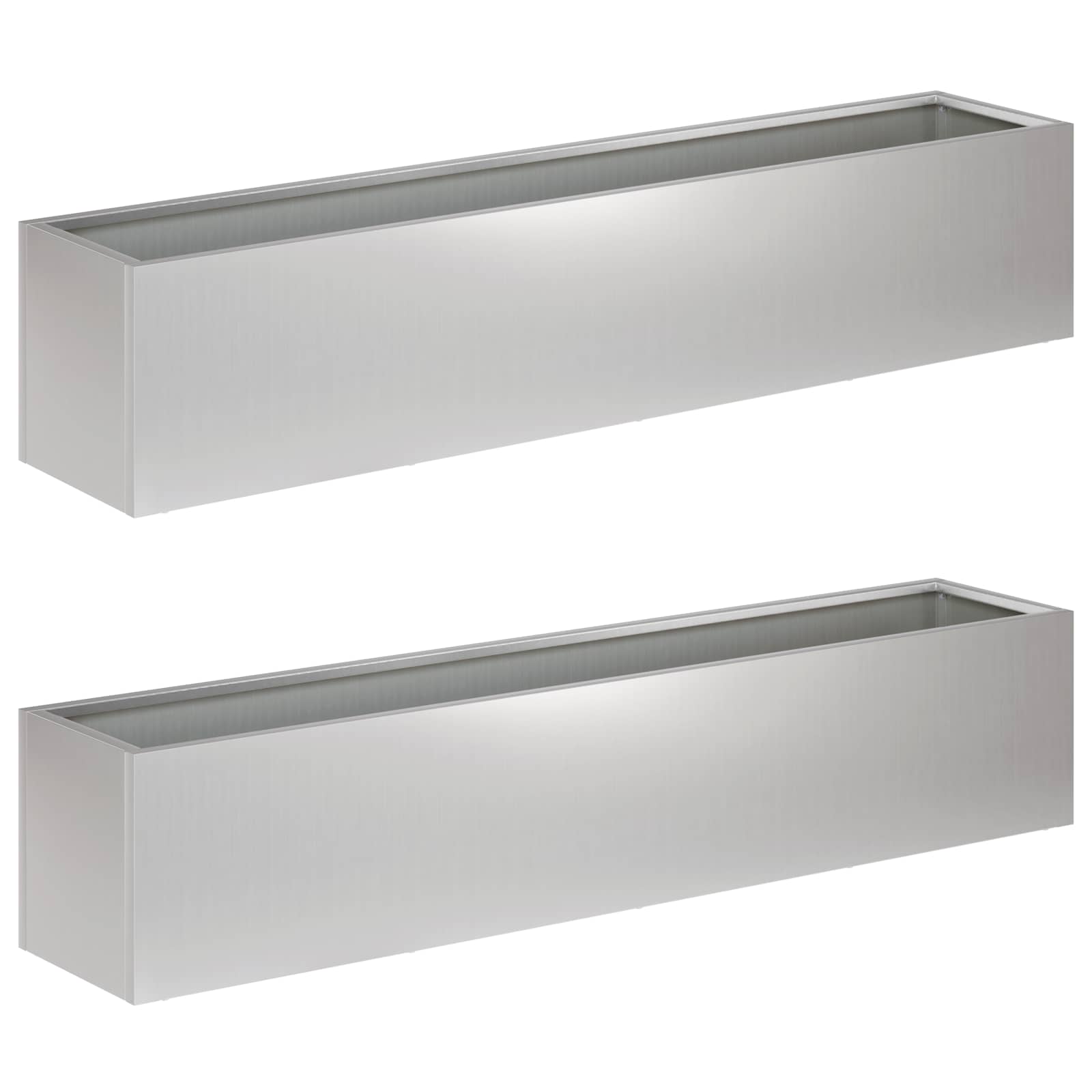 Vaso da giardino 2 pz Argento 100 x 20 x 20 cm Acciaio zincato