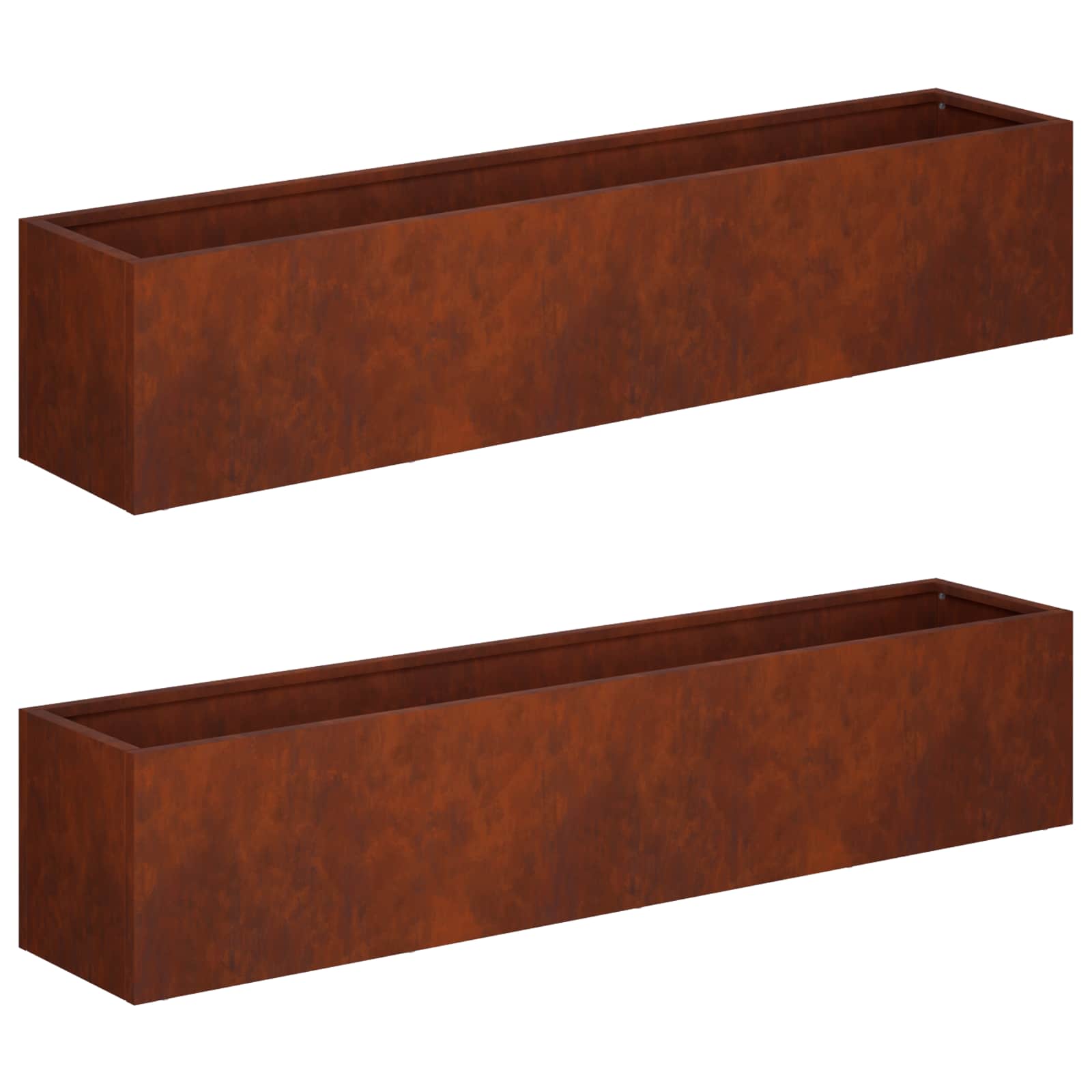 Vaso da giardino 2 pz Ruggine 100 x 20 x 20 cm Acciaio Corten