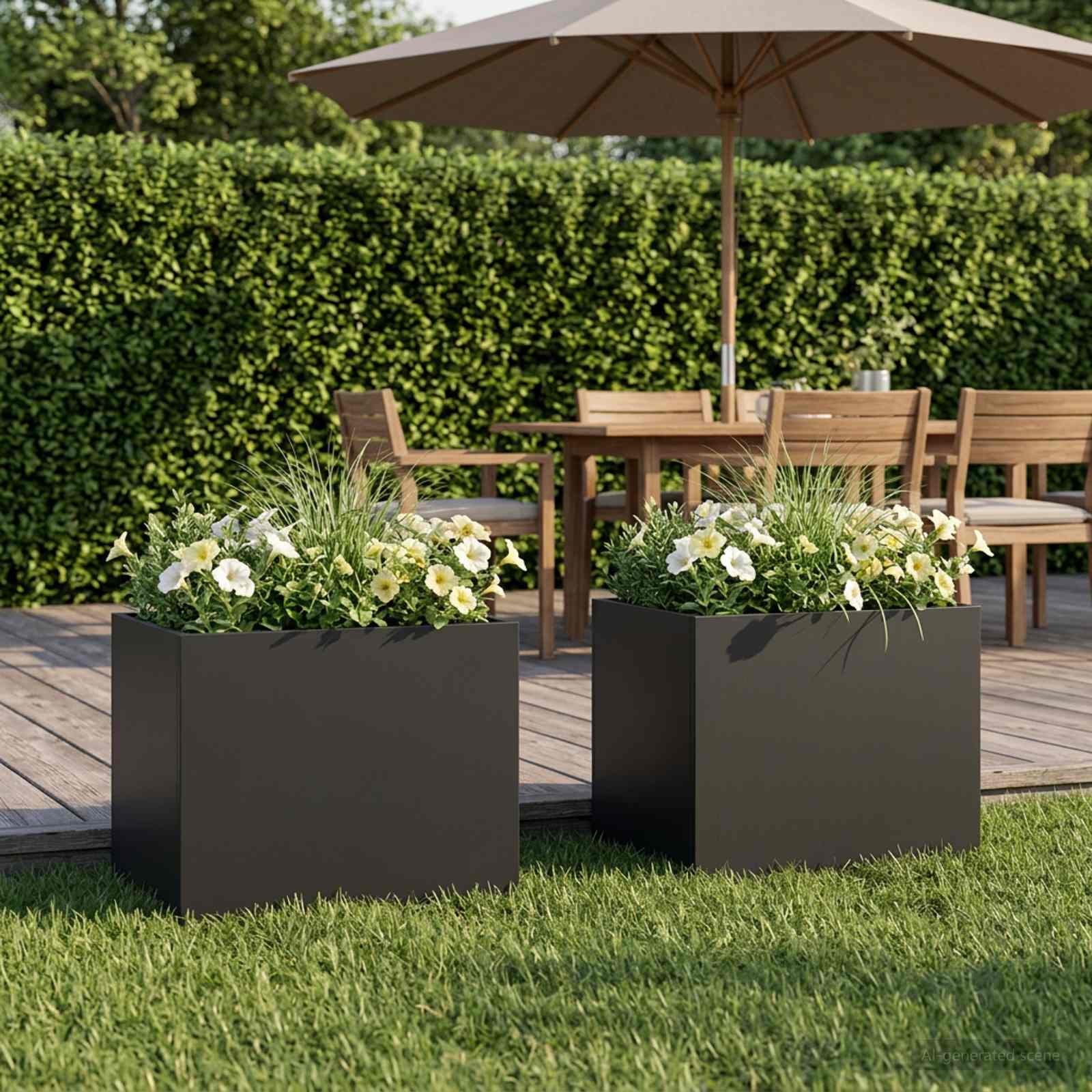 Vaso da giardino 2 pz Nero 40 x 30 x 30 cm