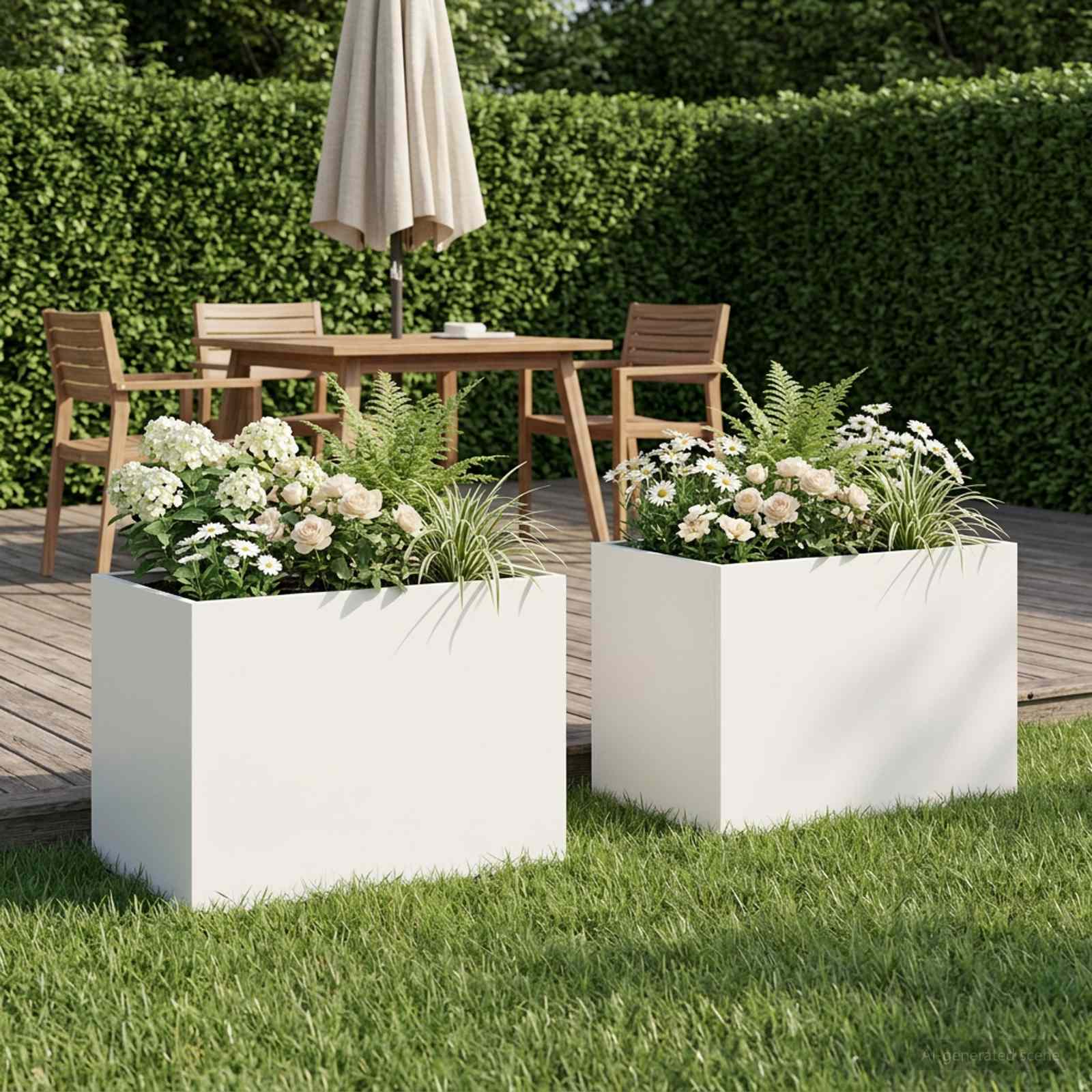 Vaso da giardino 2 pz Bianco 40 x 30 x 30 cm