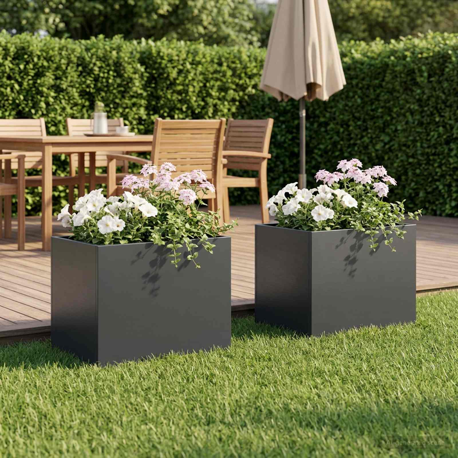 Vaso da giardino 2 pz Antracite 40 x 30 x 30 cm
