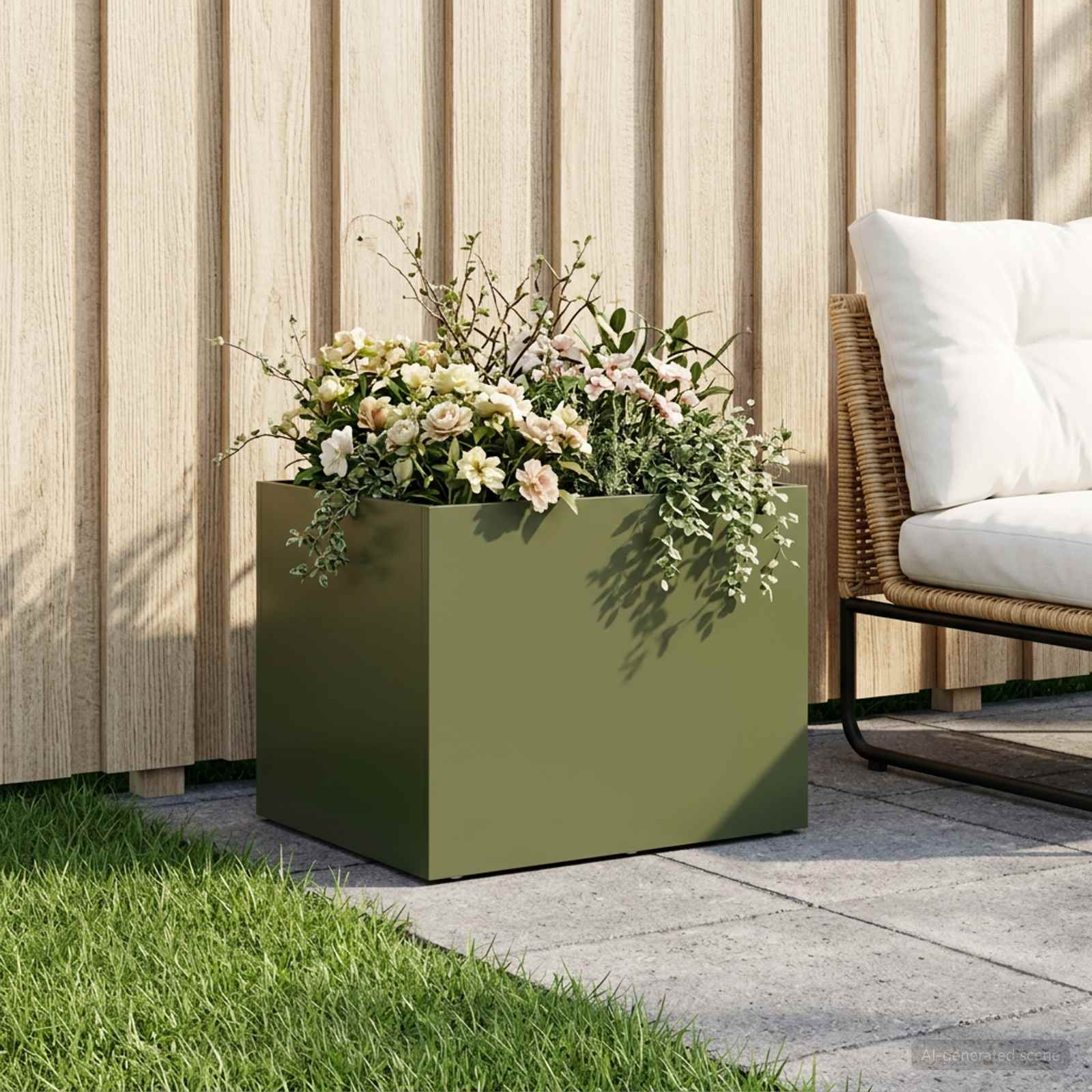 Vaso da giardino Verde Oliva 40 x 30 x 30 cm