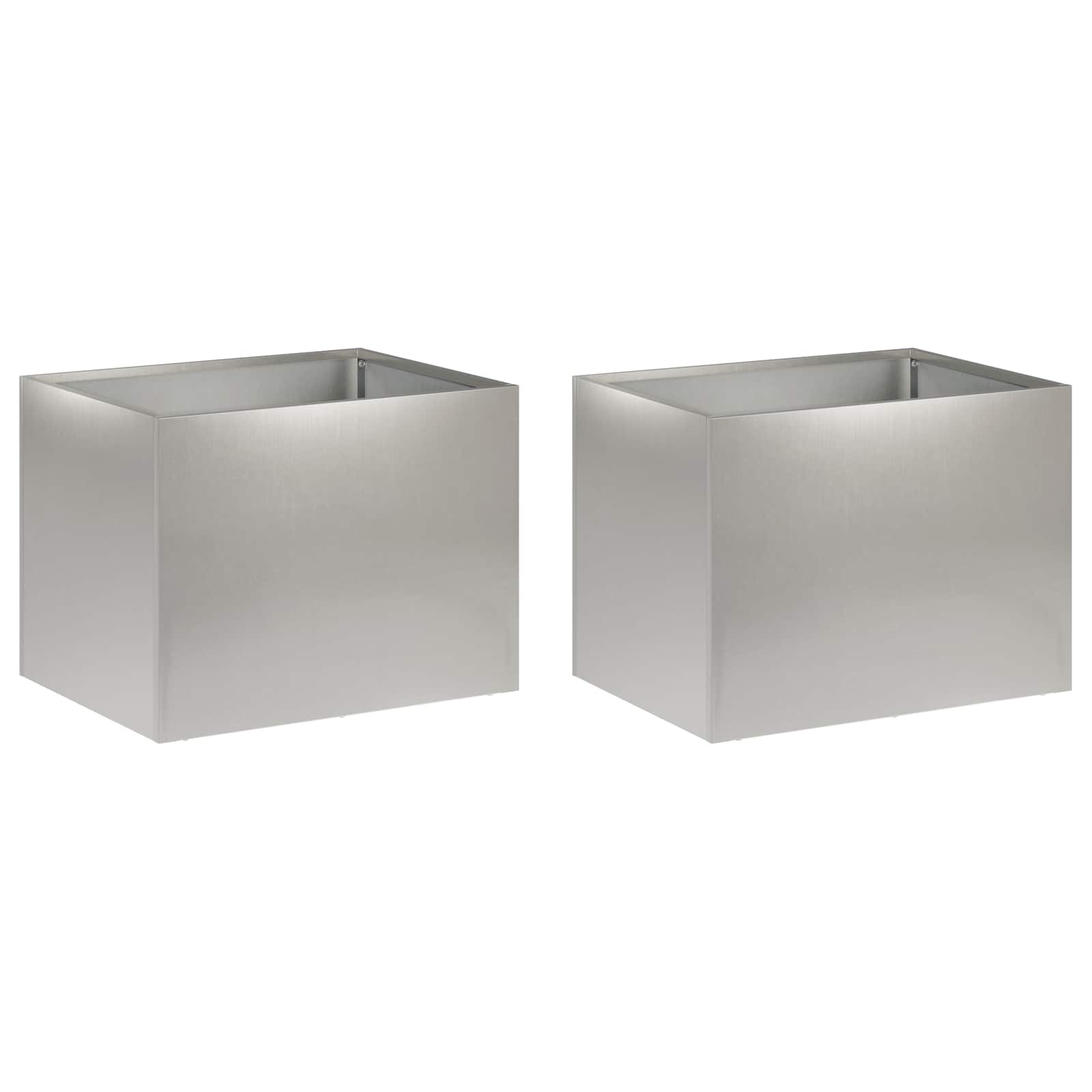Vaso da giardino 2 pz Argento 40 x 30 x 30 cm Acciaio Inox