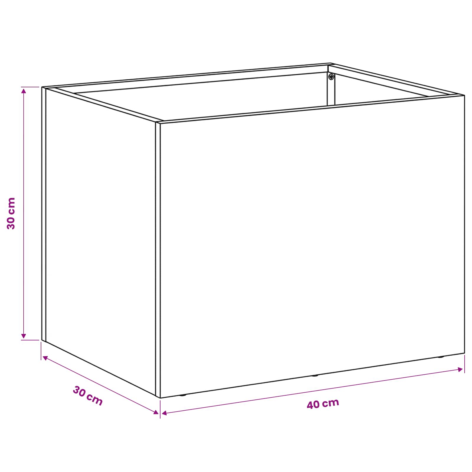 Vaso da giardino Argento 40 x 30 x 30 cm Acciaio zincato