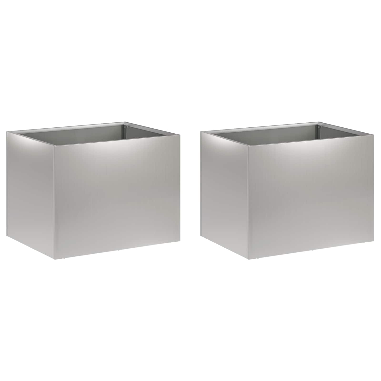Vaso da giardino 2 pz Argento 40 x 30 x 30 cm Acciaio zincato