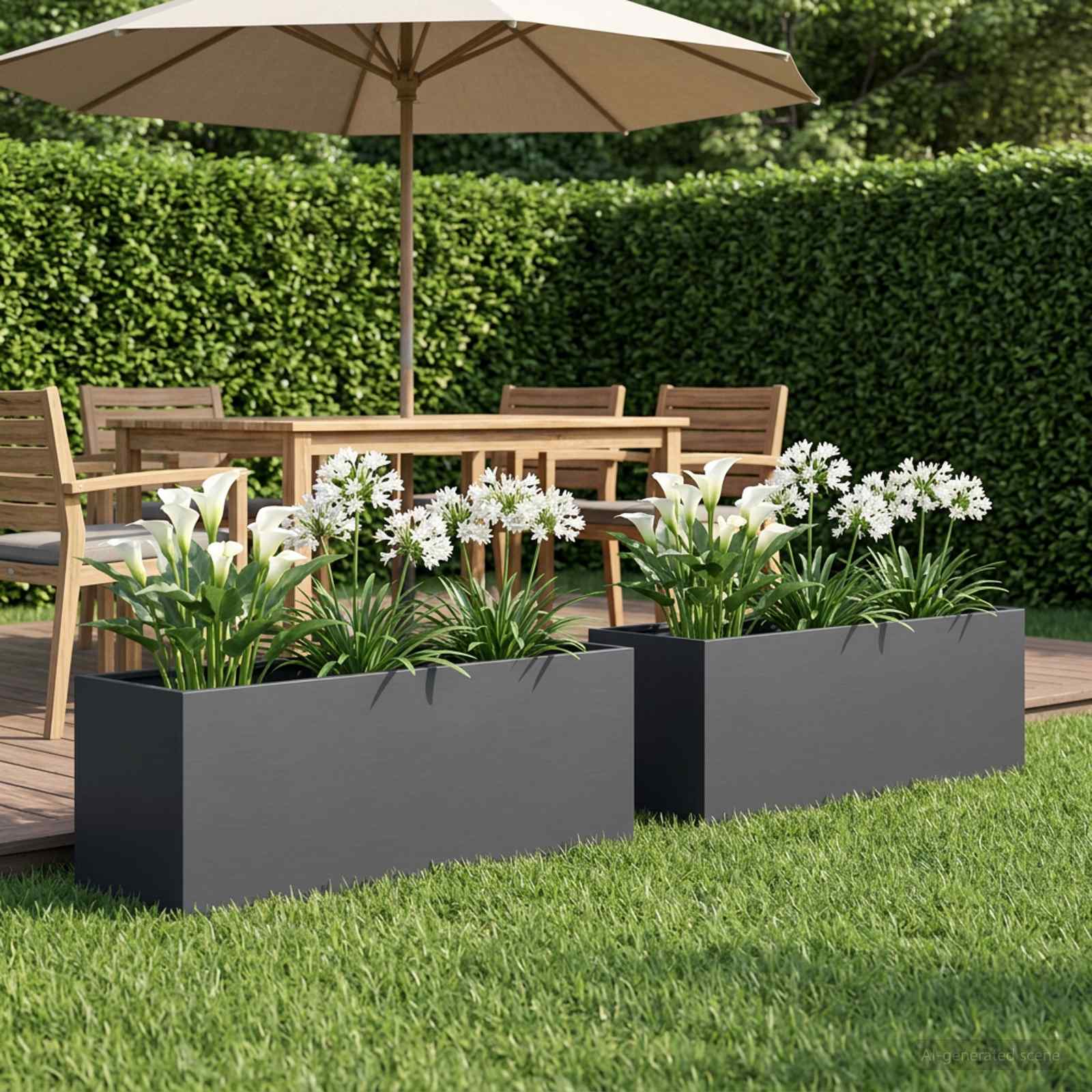 Vaso da giardino 2 pz Antracite 80 x 30 x 30 cm