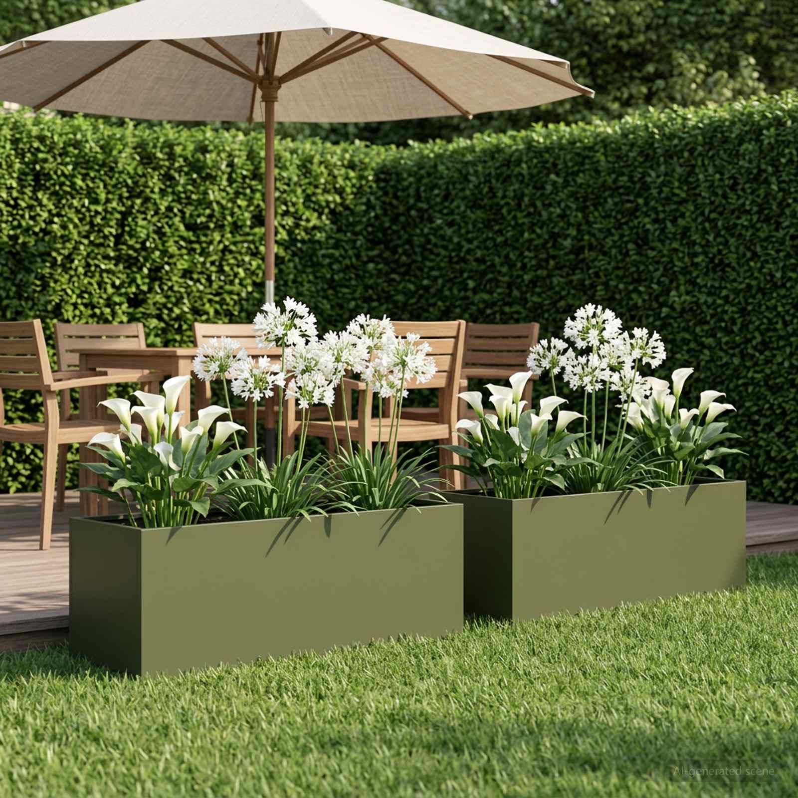 Vaso da giardino 2 pz Verde Oliva 80 x 30 x 30 cm