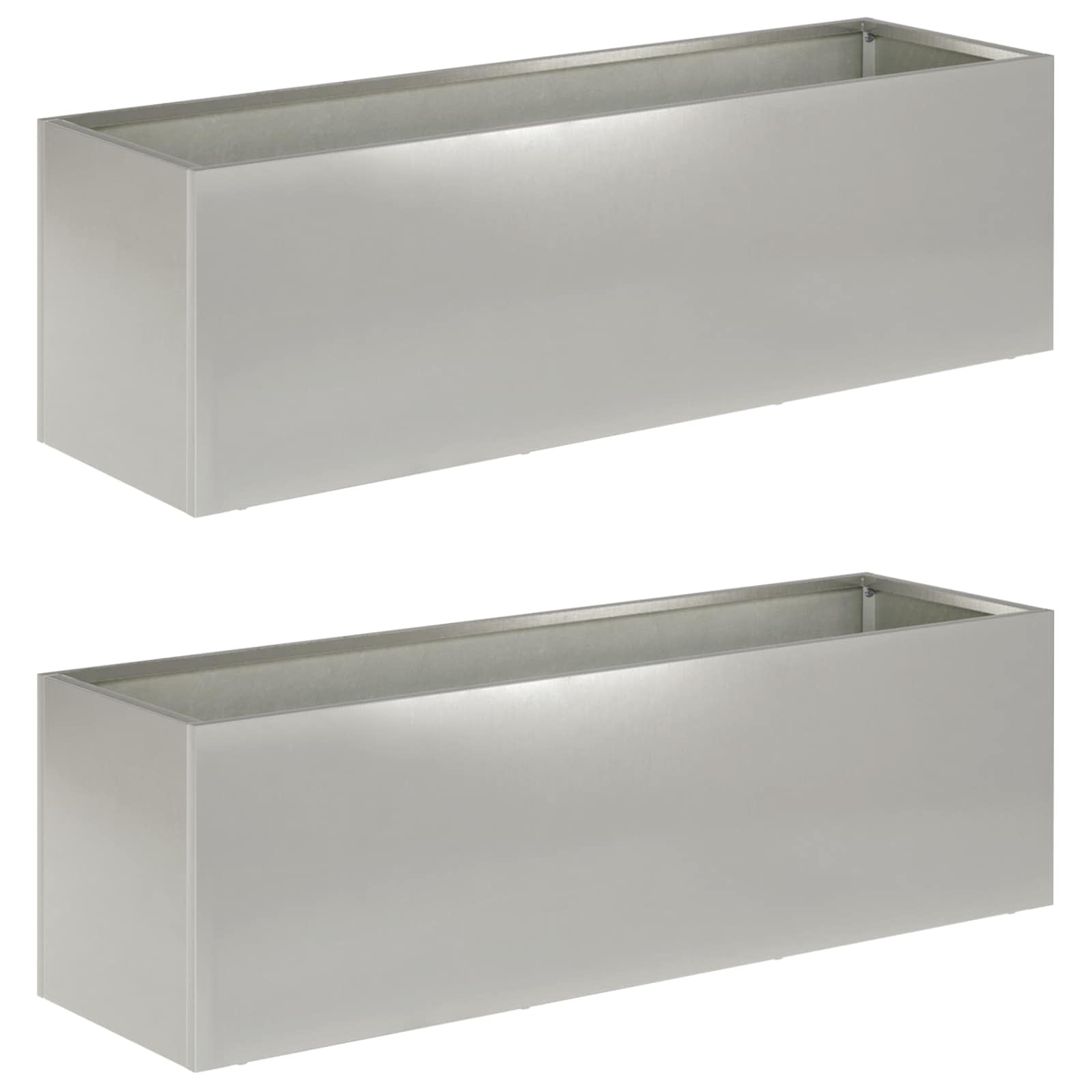 Vaso da giardino 2 pz Argento 80 x 30 x 30 cm Acciaio Inox