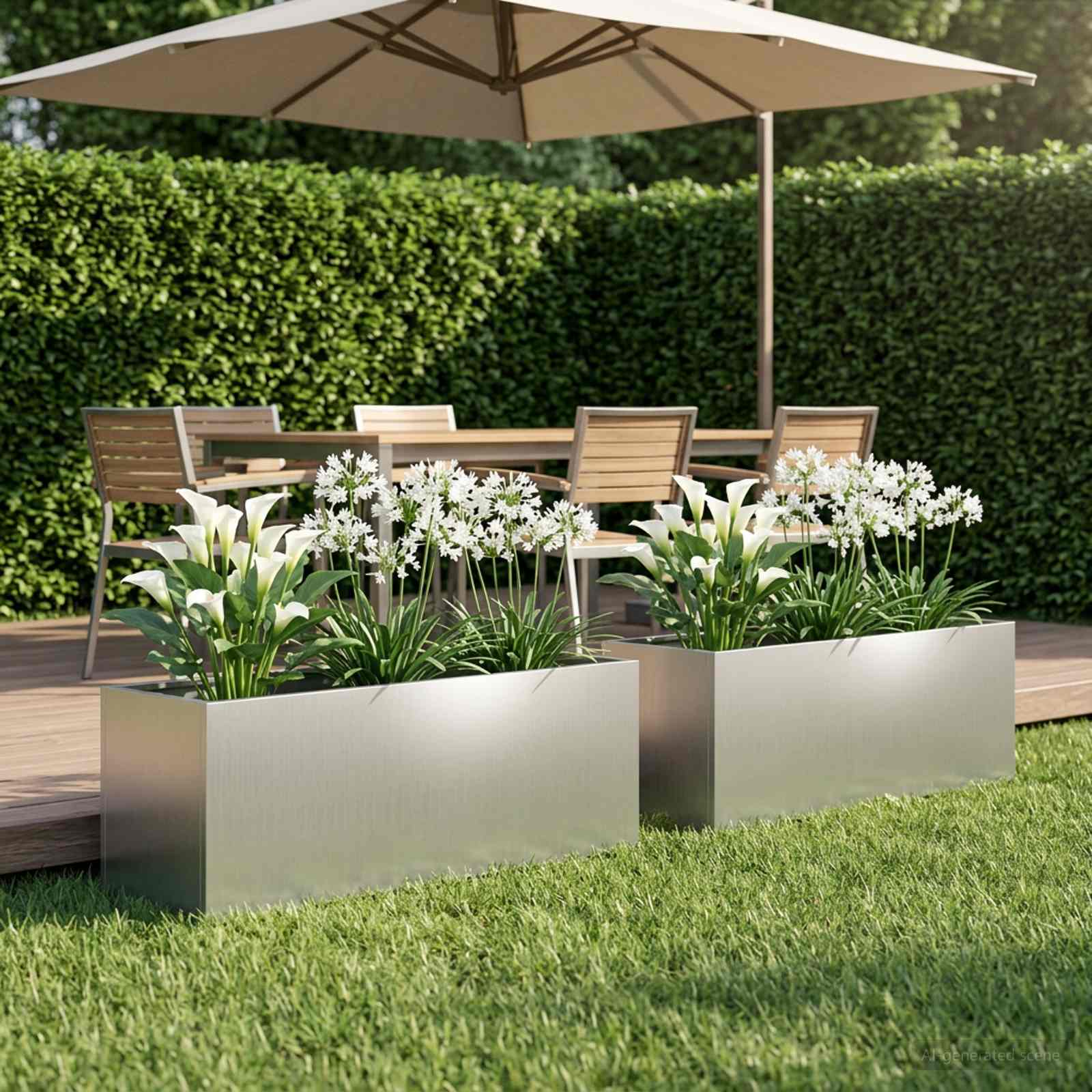 Vaso da giardino 2 pz Argento 80 x 30 x 30 cm Acciaio zincato
