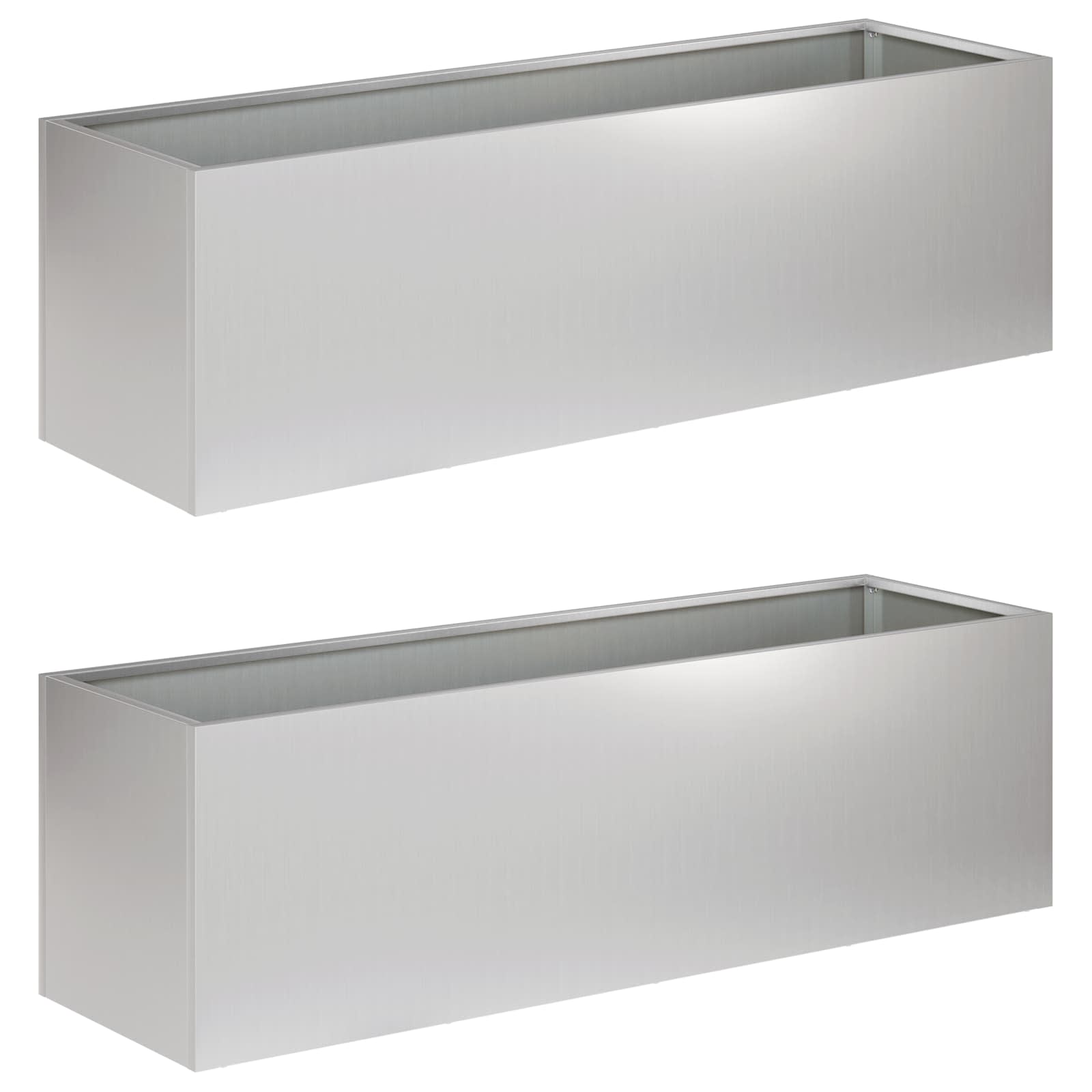 Vaso da giardino 2 pz Argento 80 x 30 x 30 cm Acciaio zincato