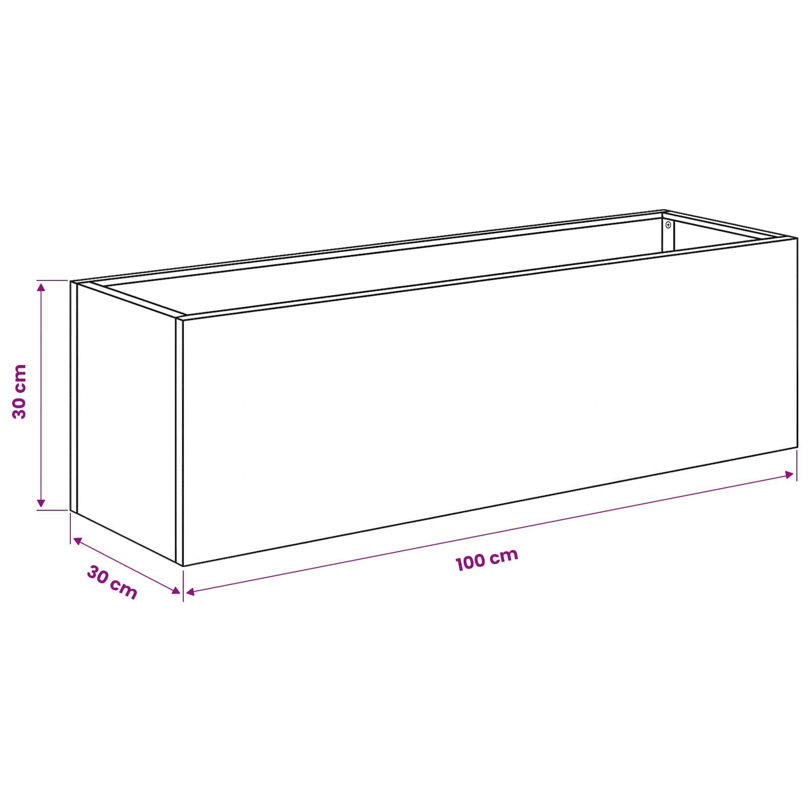 Vaso da giardino Antracite 100 x 30 x 30 cm
