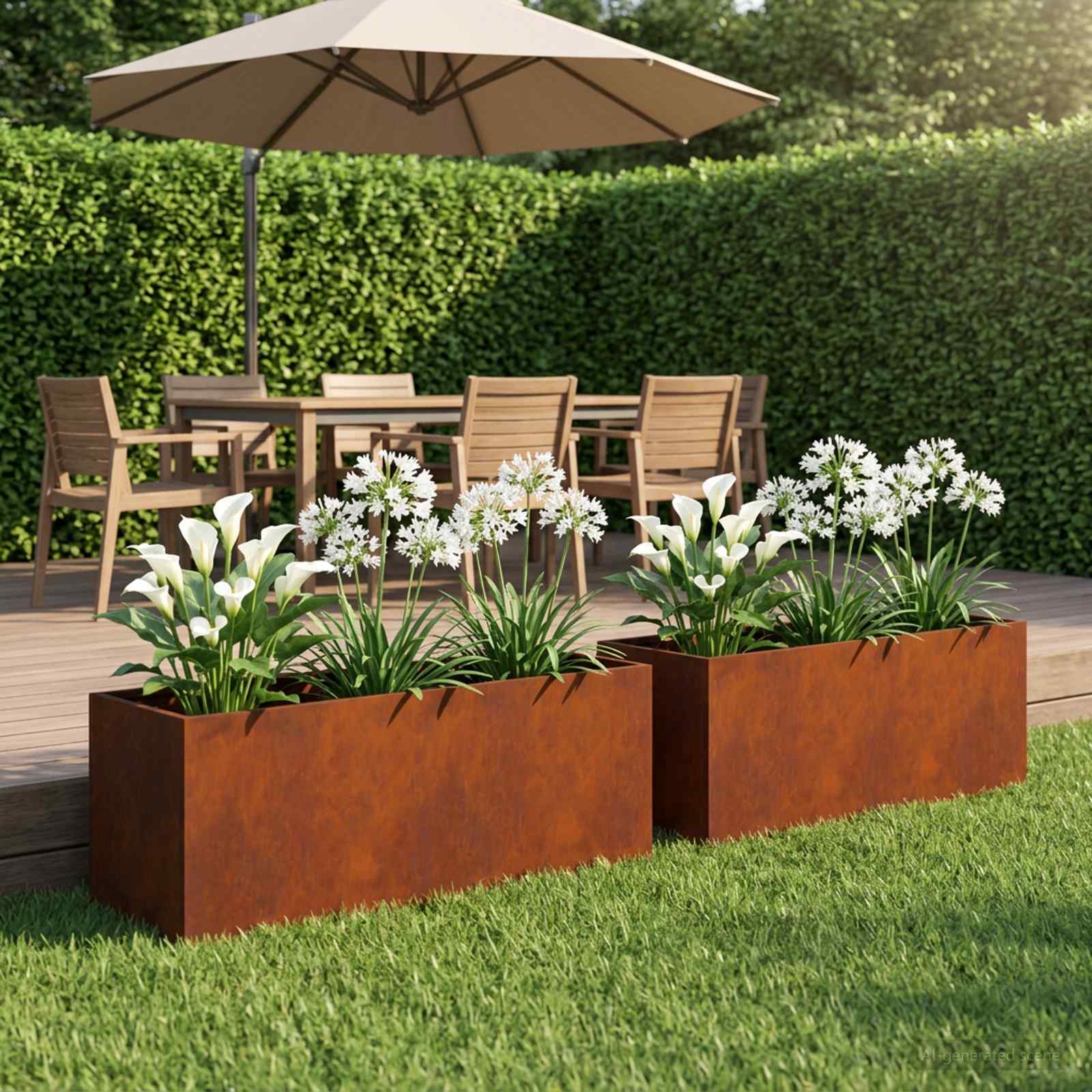 Vaso da giardino 2 pz Ruggine 100 x 30 x 30 cm Acciaio Corten