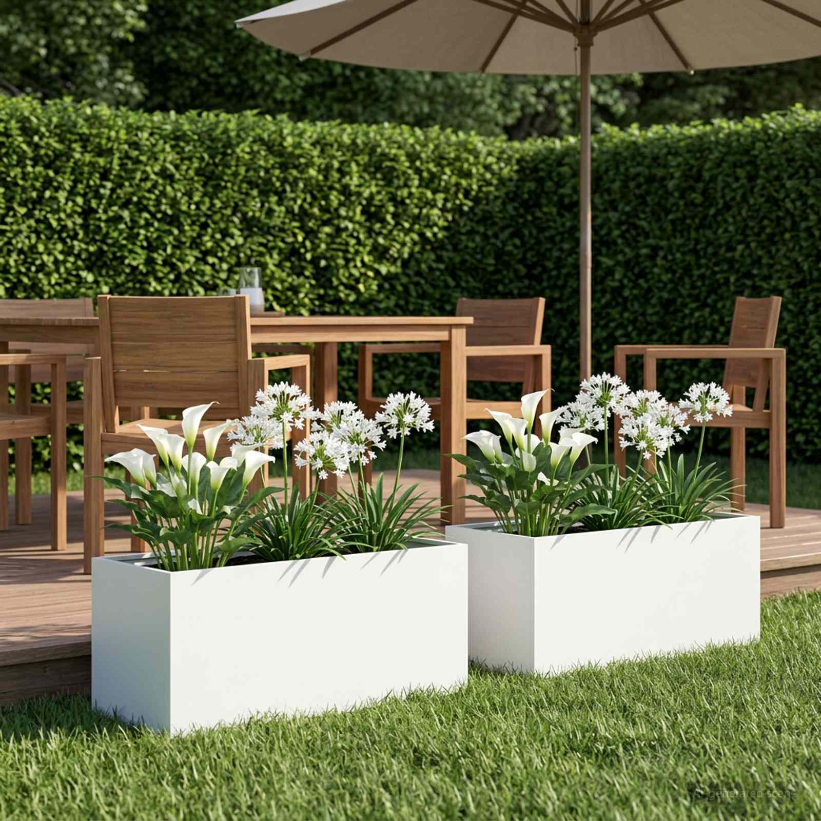 Vaso da giardino 2 pz Bianco 80 x 40 x 40 cm