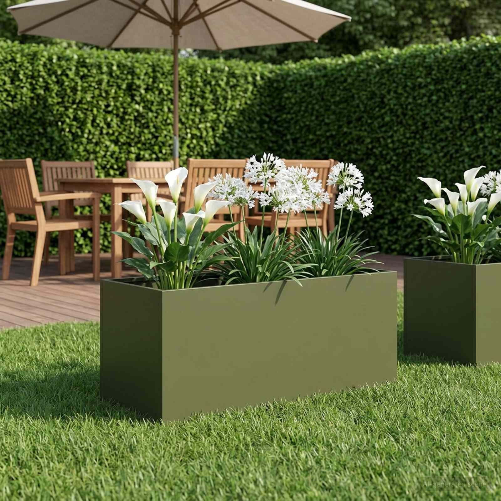 Vaso da giardino Verde Oliva 80 x 40 x 40 cm