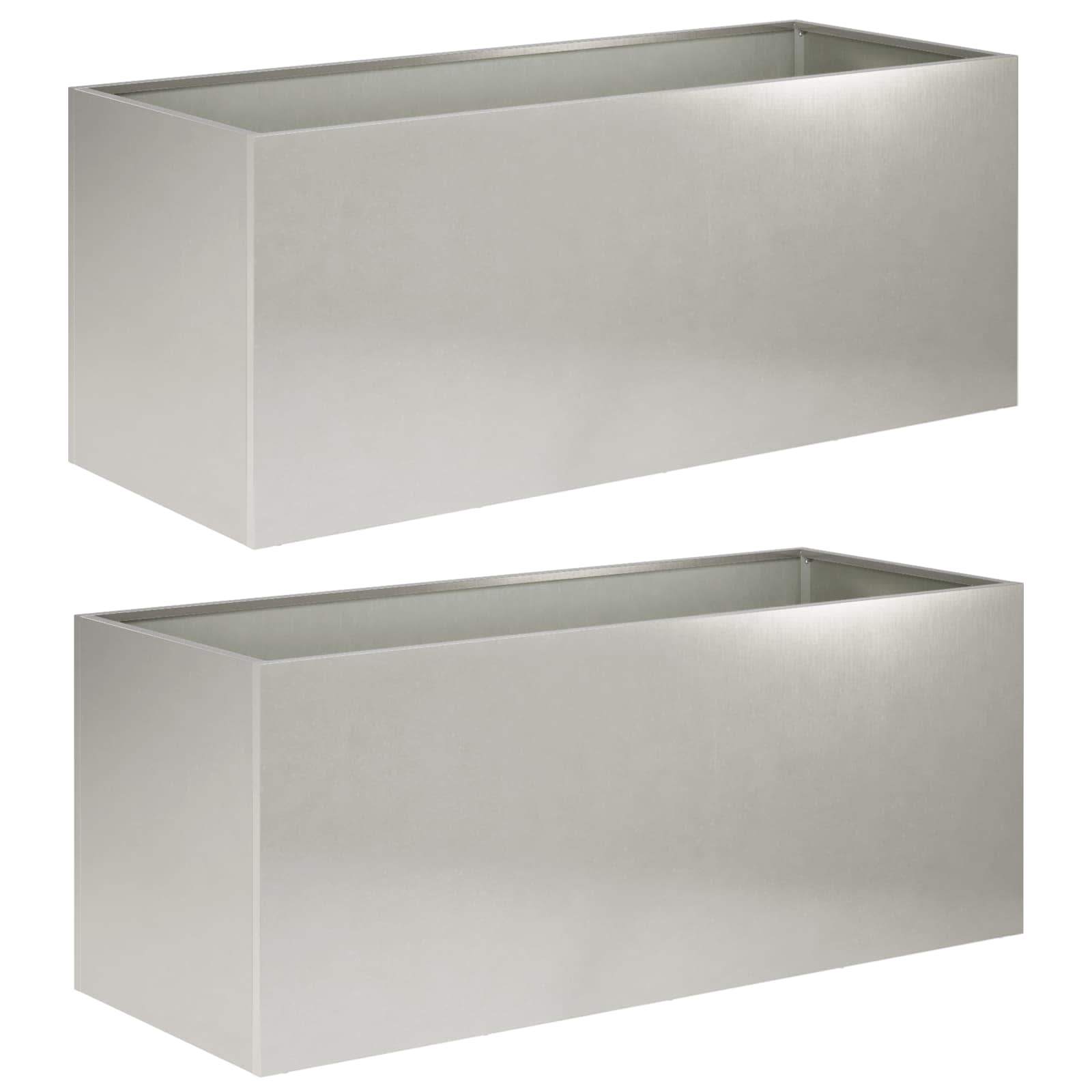 Vaso da giardino 2 pz Argento 80 x 40 x 40 cm Acciaio Inox