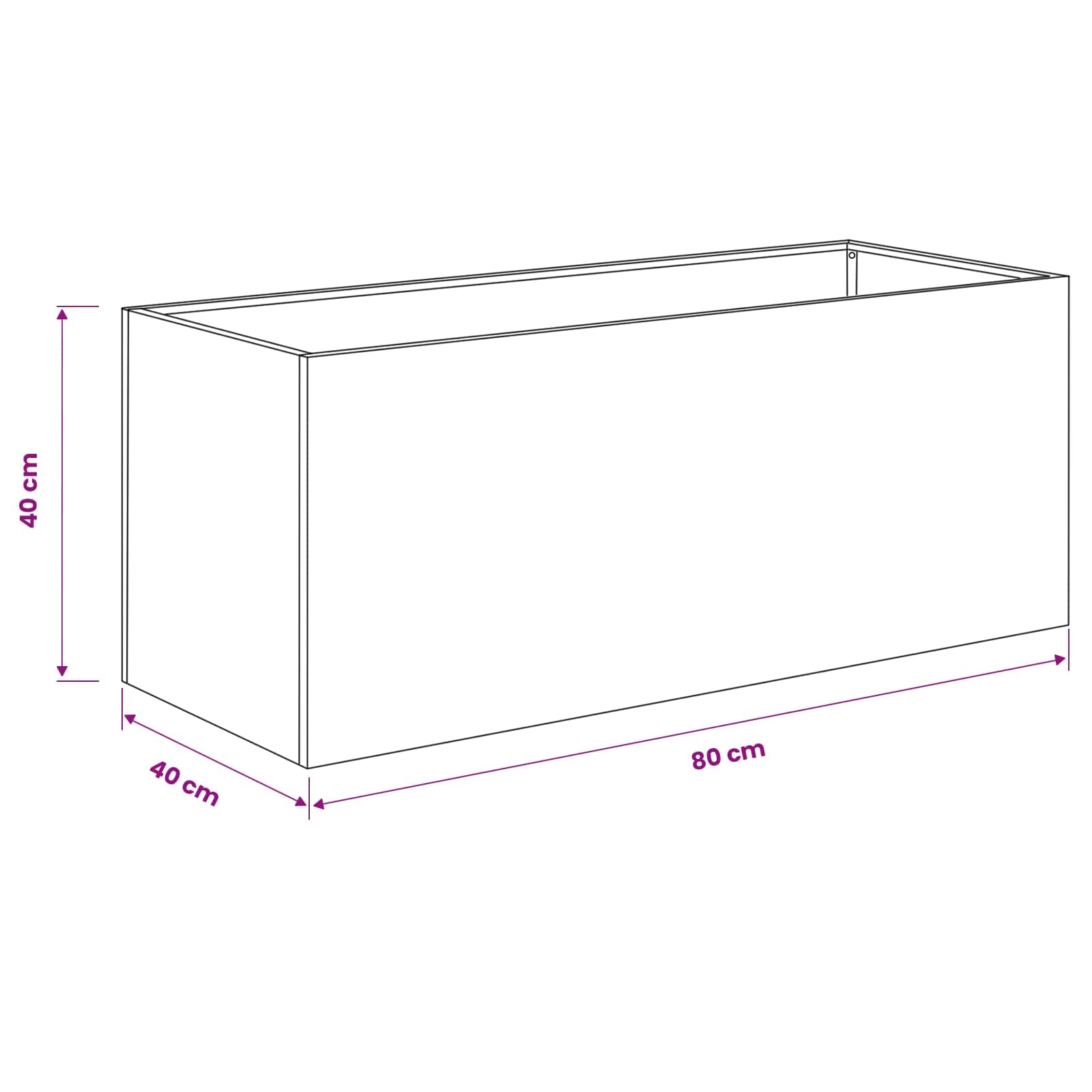 Vaso da giardino 2 pz Argento 80 x 40 x 40 cm Acciaio Inox