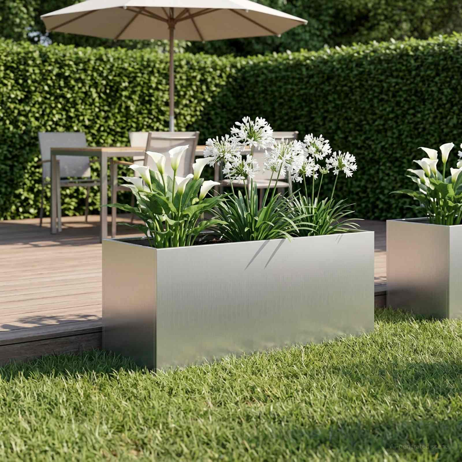 Vaso da giardino Argento 80 x 40 x 40 cm Acciaio zincato
