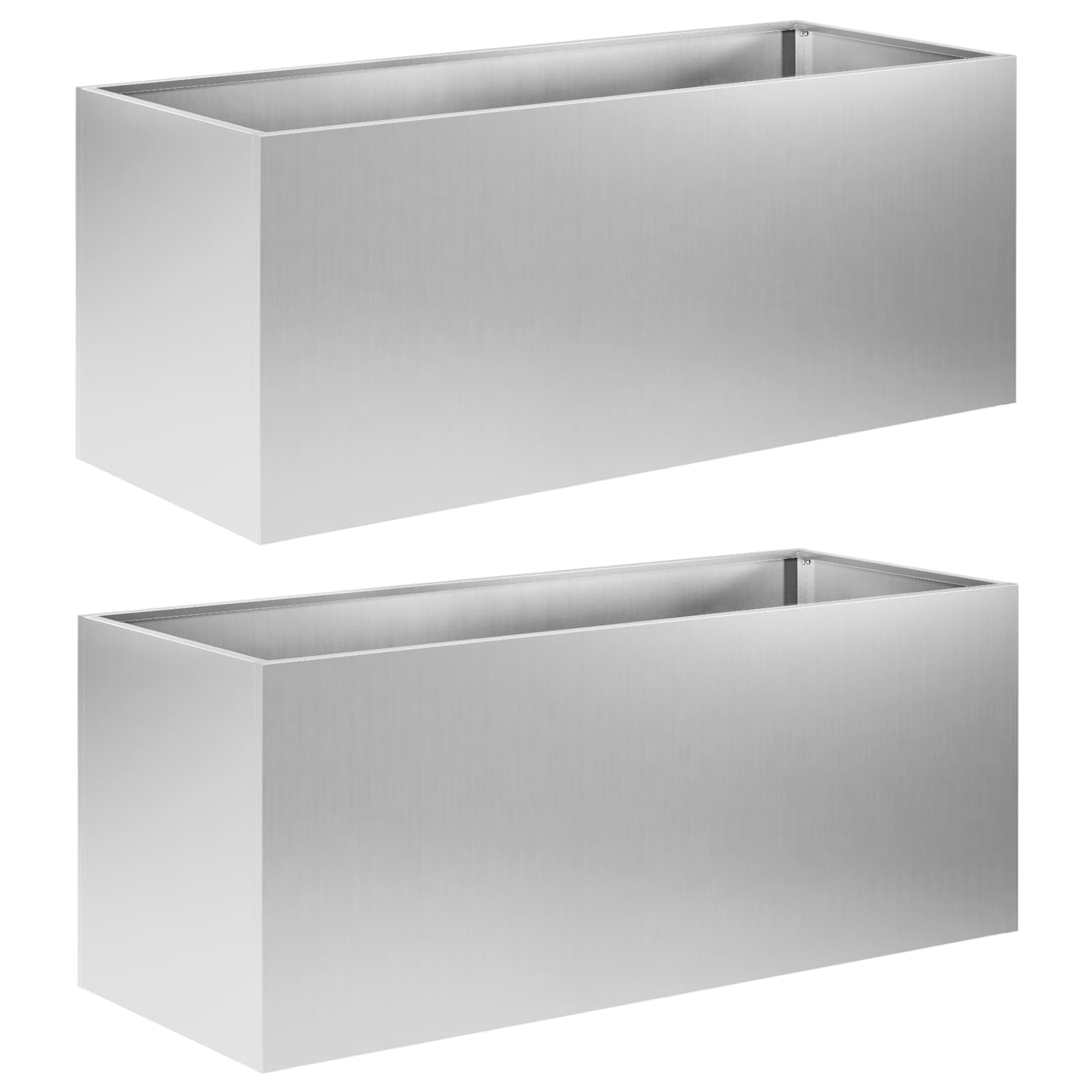 Vaso da giardino 2 pz Argento 80 x 40 x 40 cm Acciaio zincato
