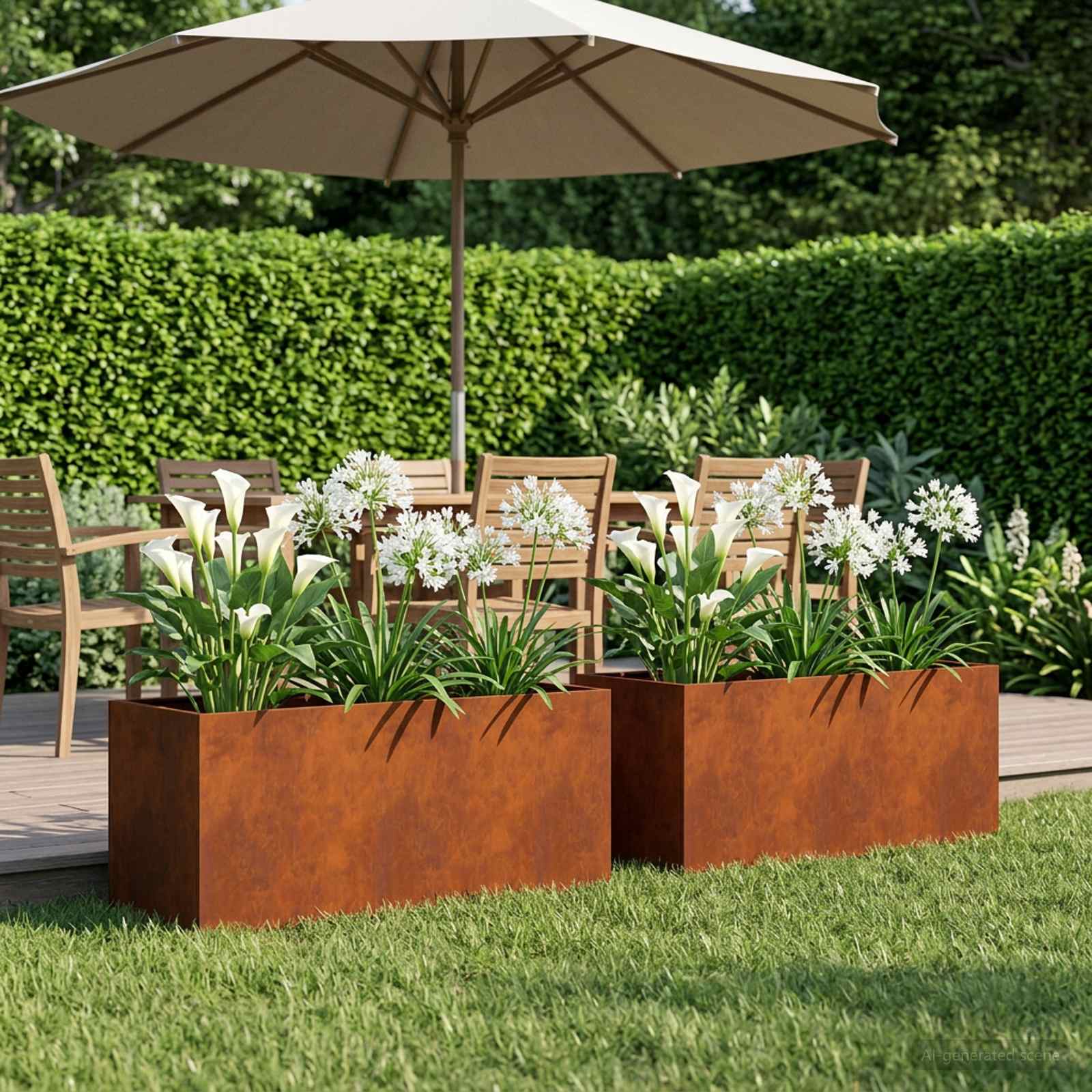 Vaso da giardino 2 pz Ruggine 80 x 40 x 40 cm Acciaio Corten